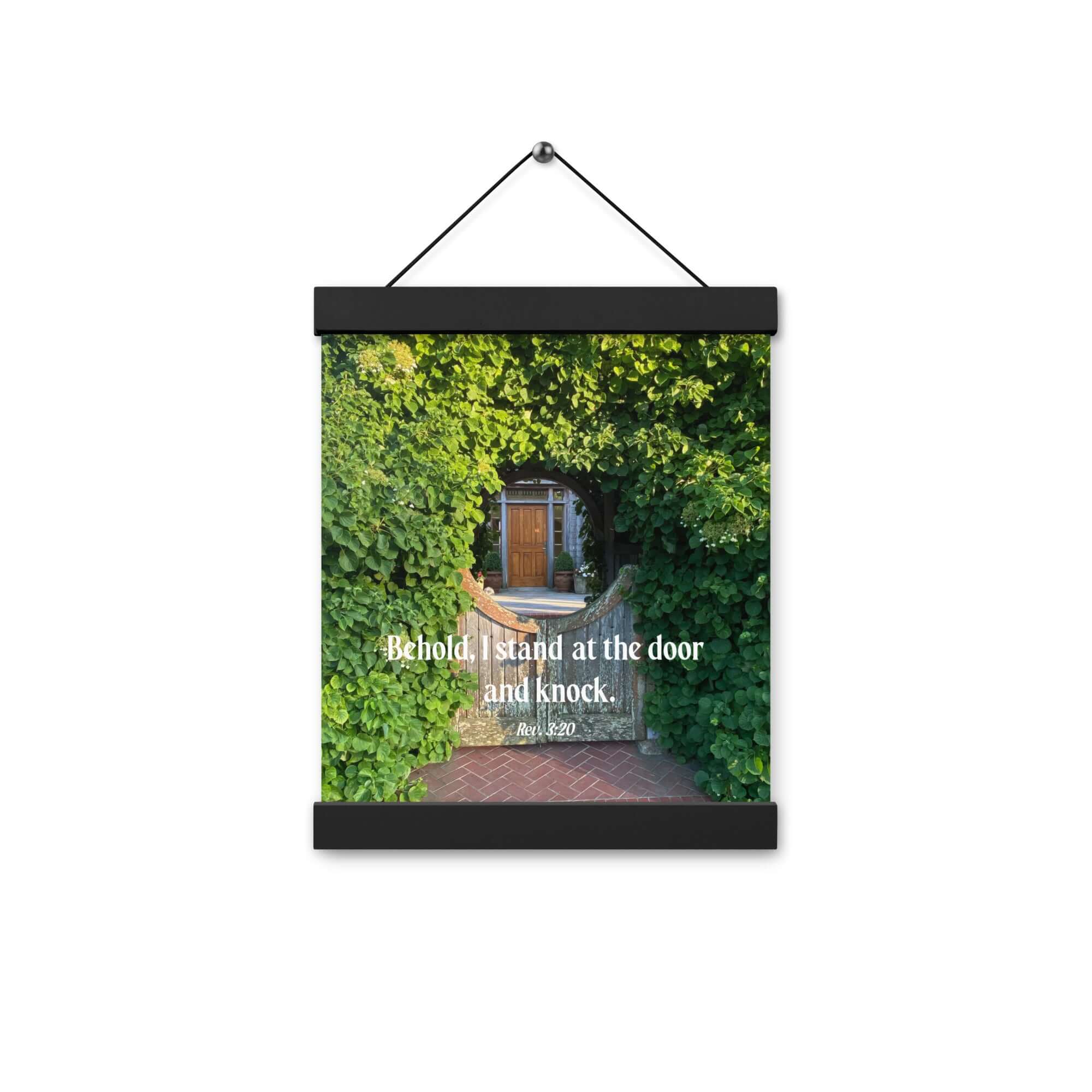 Revelation 3:20 Bible Verse, Garden Doorway Enhanced Matte Paper Poster With Hanger Wall Art