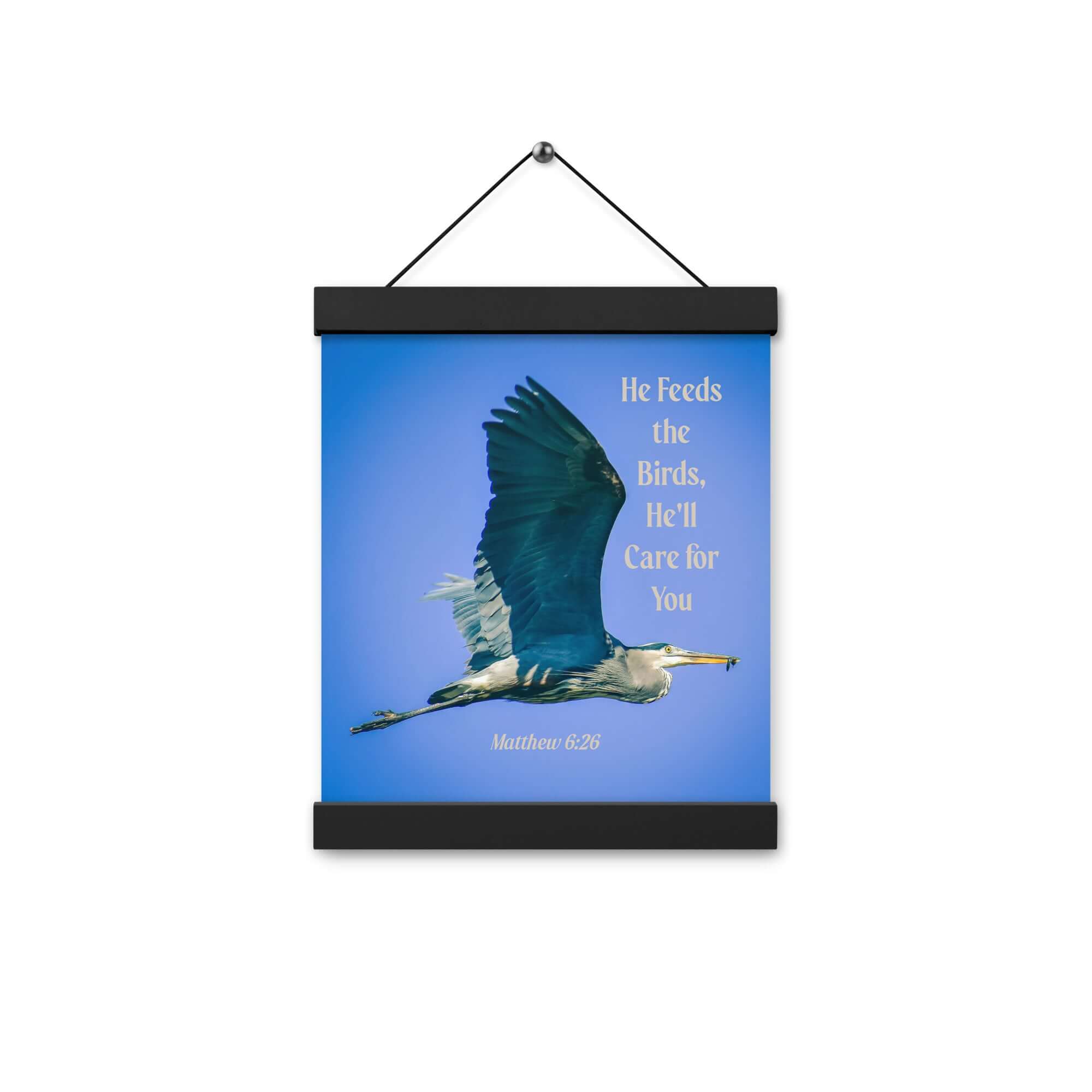 Matthew 6:26 Graceful Heron, He'll Care for You Enhanced Matte Paper Poster With Hanger Wall Art