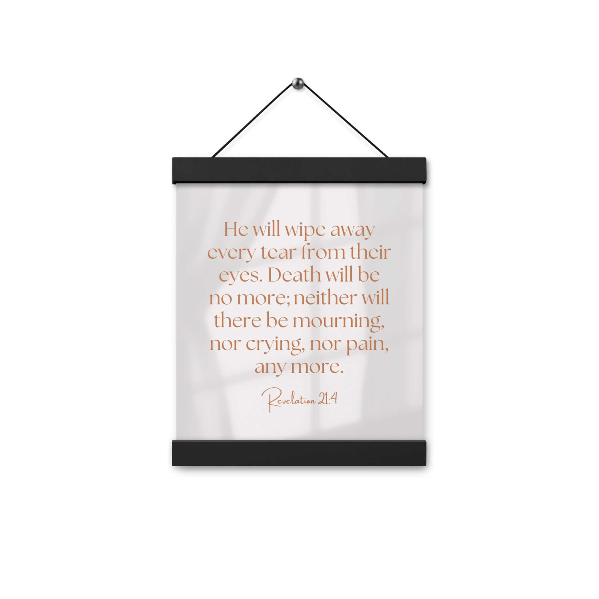 Revelation 21:4 Bible Verse, He will wipe Enhanced Matte Paper Poster With Hanger Wall Art