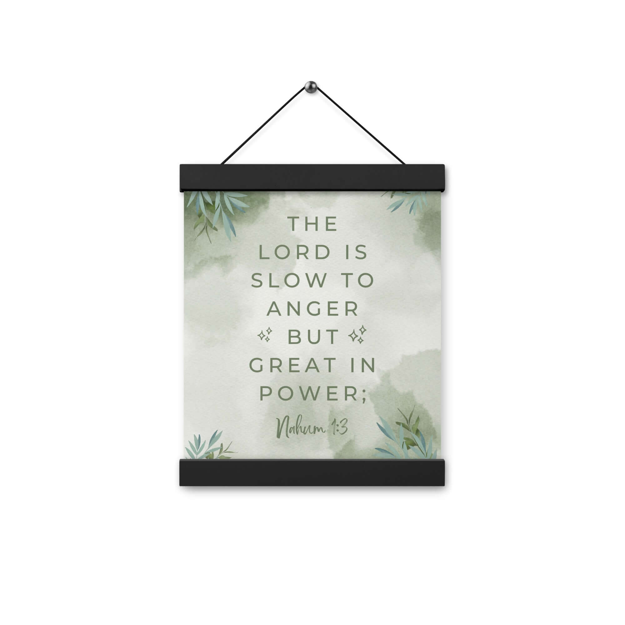 Nahum 1:3 Bible Verse, The Lord is slow Enhanced Matte Paper Poster With Hanger Wall Art