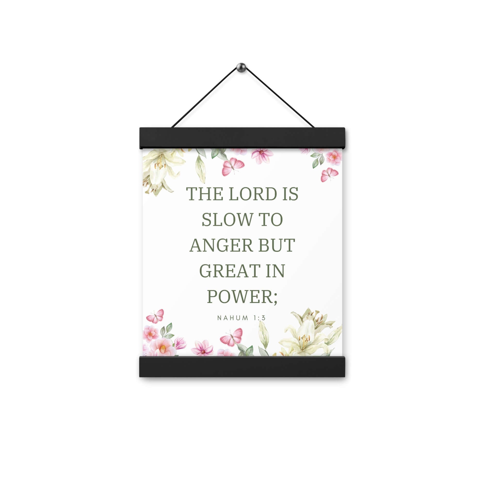 Nahum 1:3 Bible Verse, slow to anger Enhanced Matte Paper Poster With Hanger Wall Art