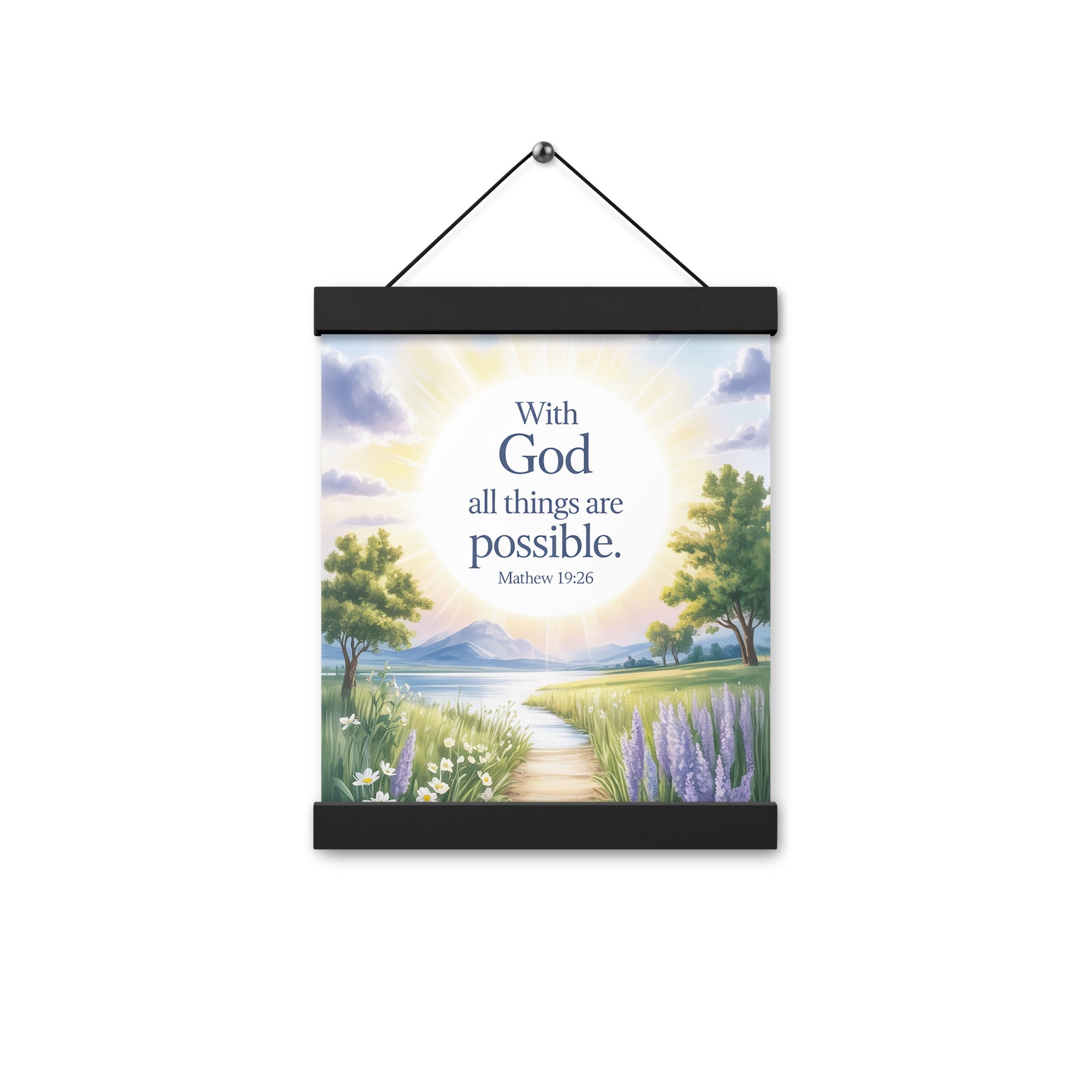 Matthew 19:26 Bible Verse Looking at Enhanced Matte Paper Poster With Hanger