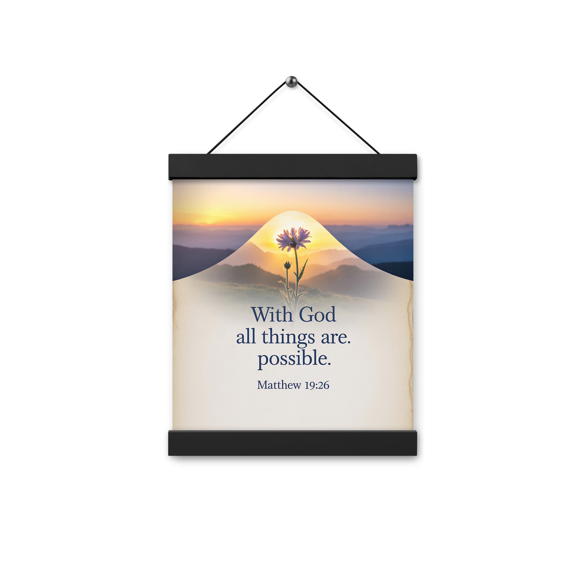 Matthew 19:26 Bible Verse at them Enhanced Matte Paper Poster With Hanger