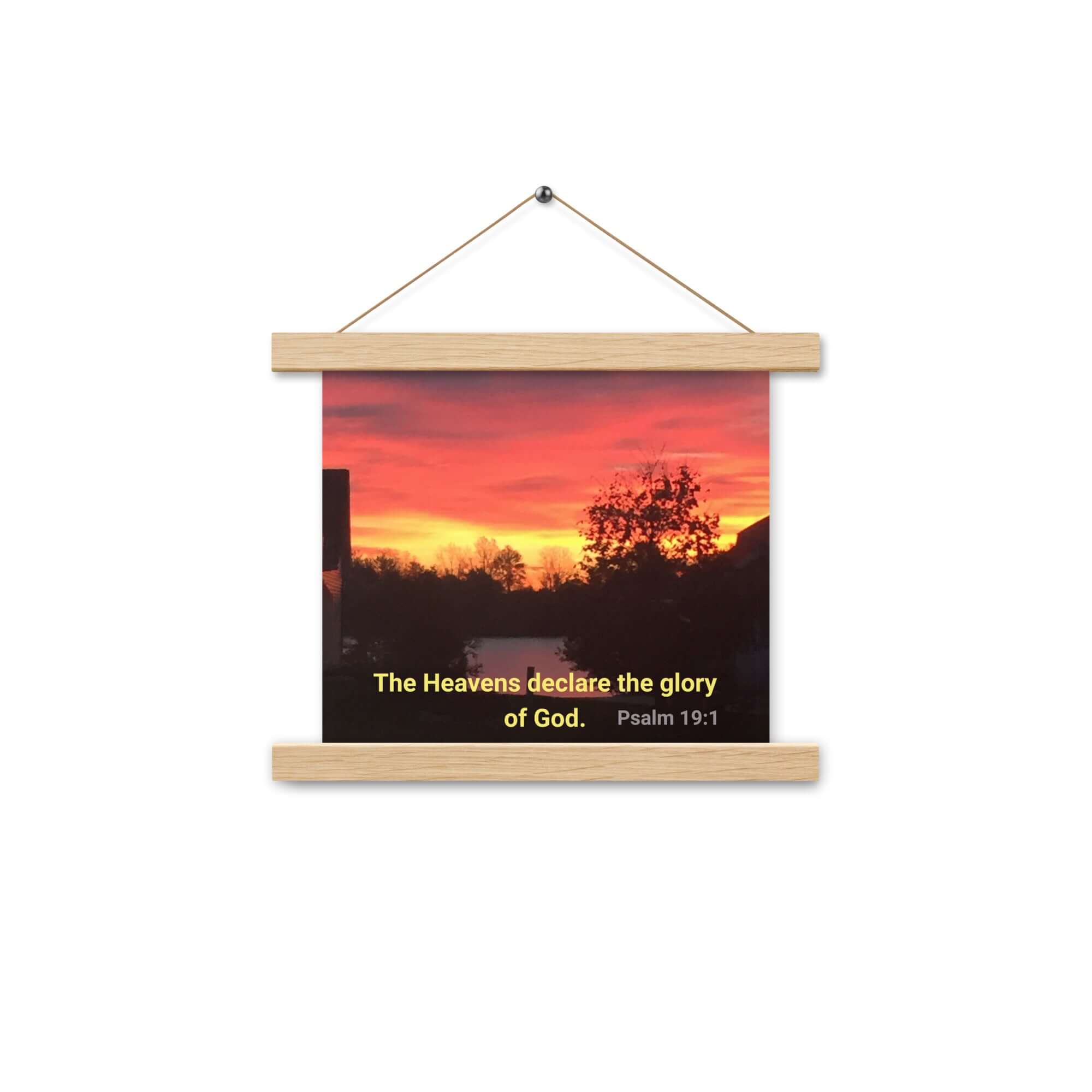 Psalm 19:1 Bible Verse, Sunset Glory Enhanced Matte Paper Poster With Hanger Wall Art Oak 10″×10″