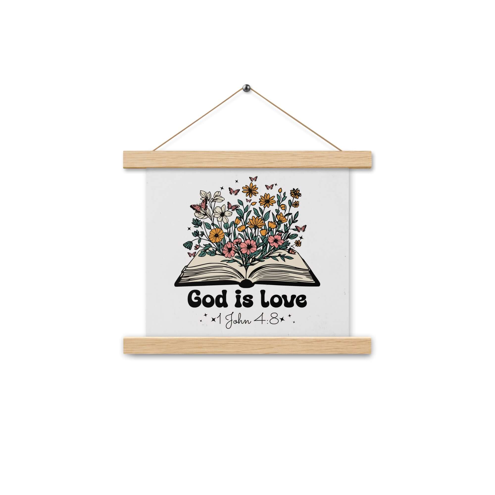 1 John 4:8 Bible Verse, God is Love Enhanced Matte Paper Poster With Hanger Wall Art Oak 10″×10″