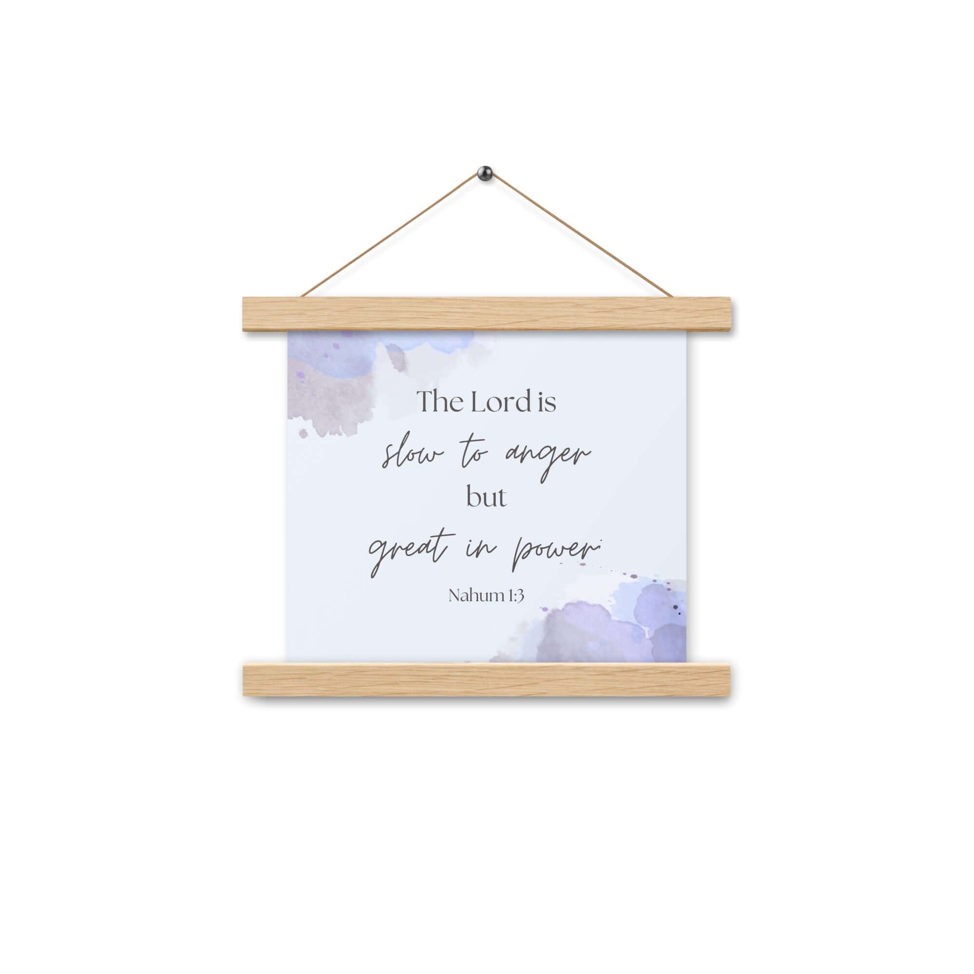 Nahum 1:3 Bible Verse, great in power Enhanced Matte Paper Poster With Hanger Wall Art Oak 10″×10″
