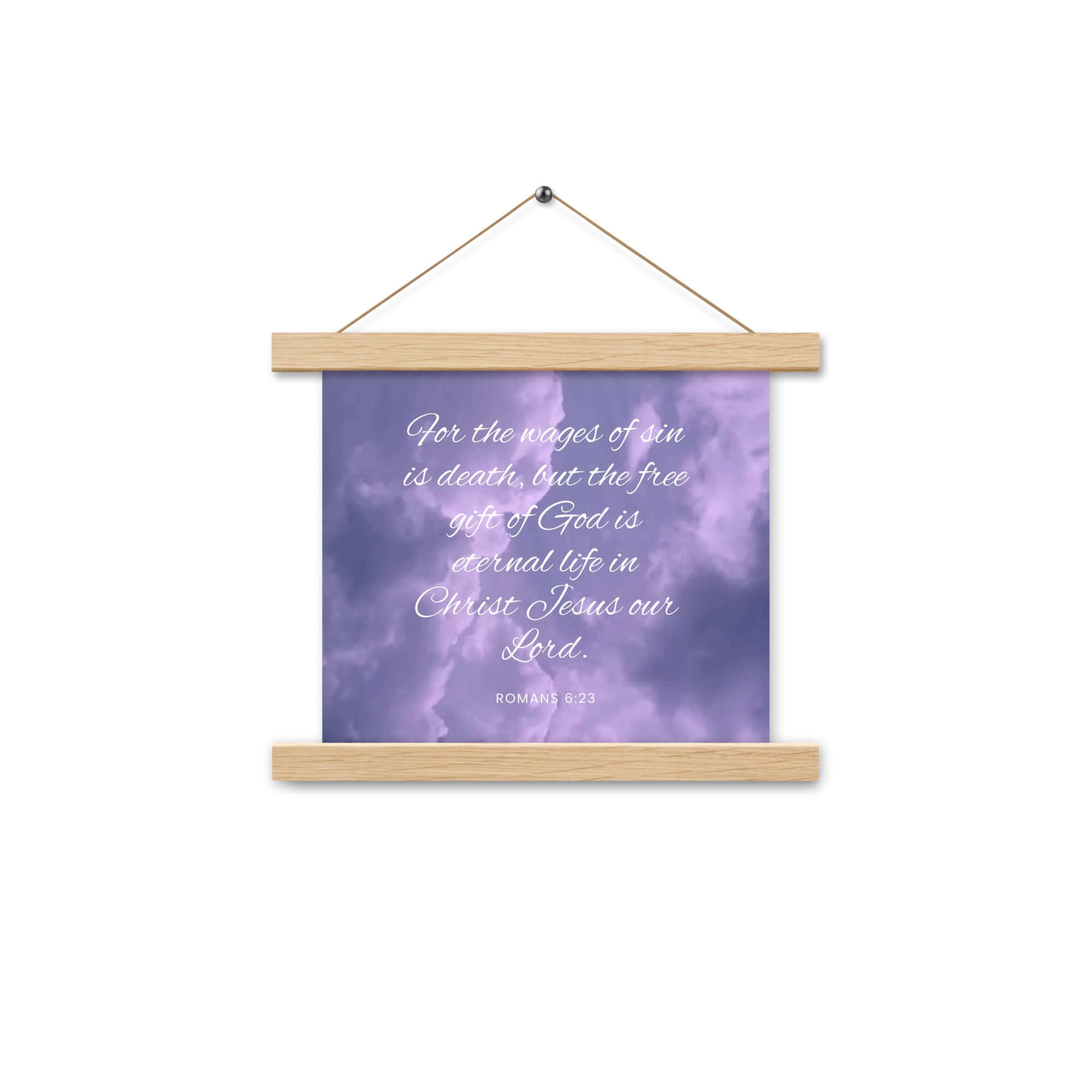 Romans 6:23 Bible Verse, free gift Enhanced Matte Paper Poster With Hanger Wall Art Oak 10″×10″