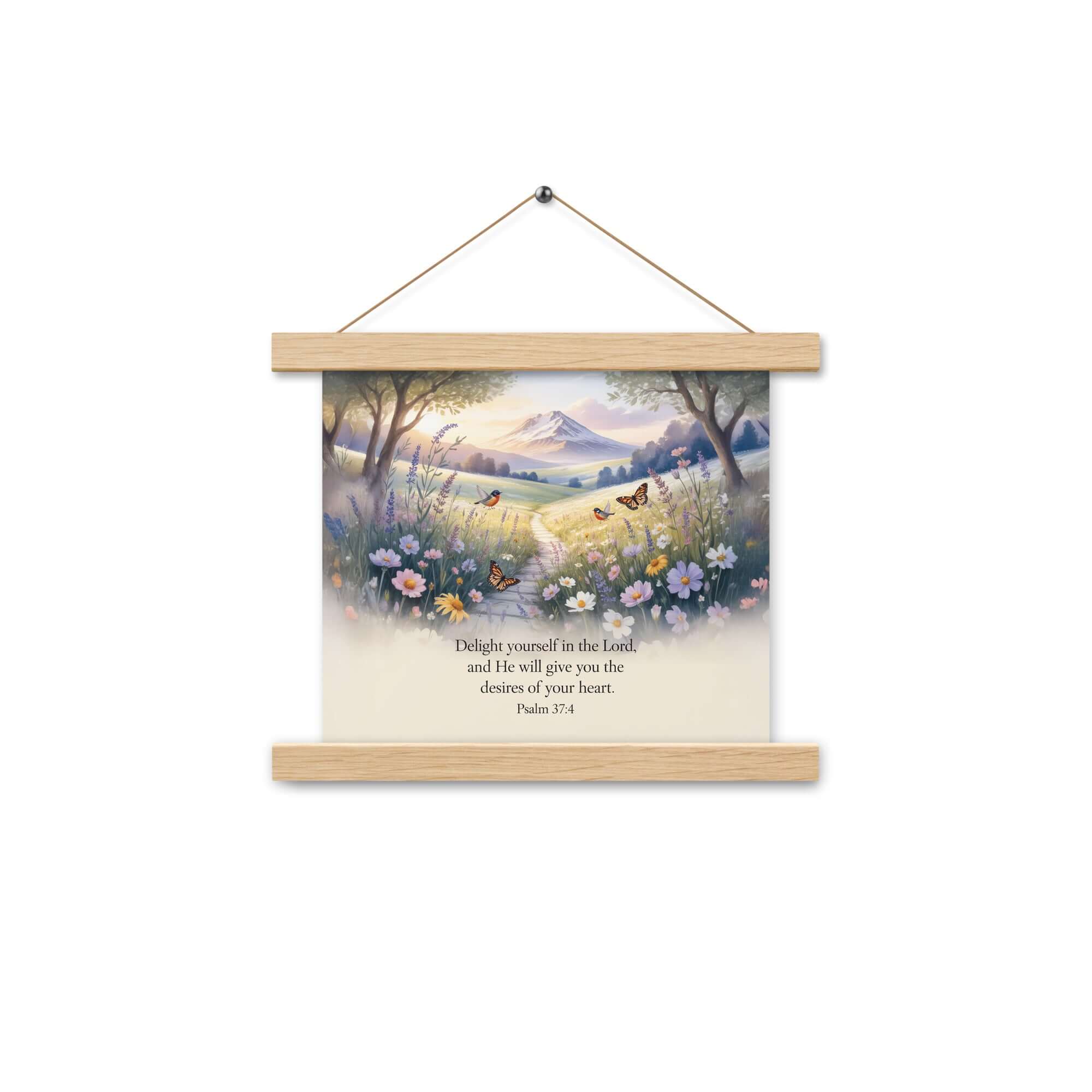 Psalm 37:4 Bible Verse, Delight Enhanced Matte Paper Poster With Hanger Oak 10″×10″