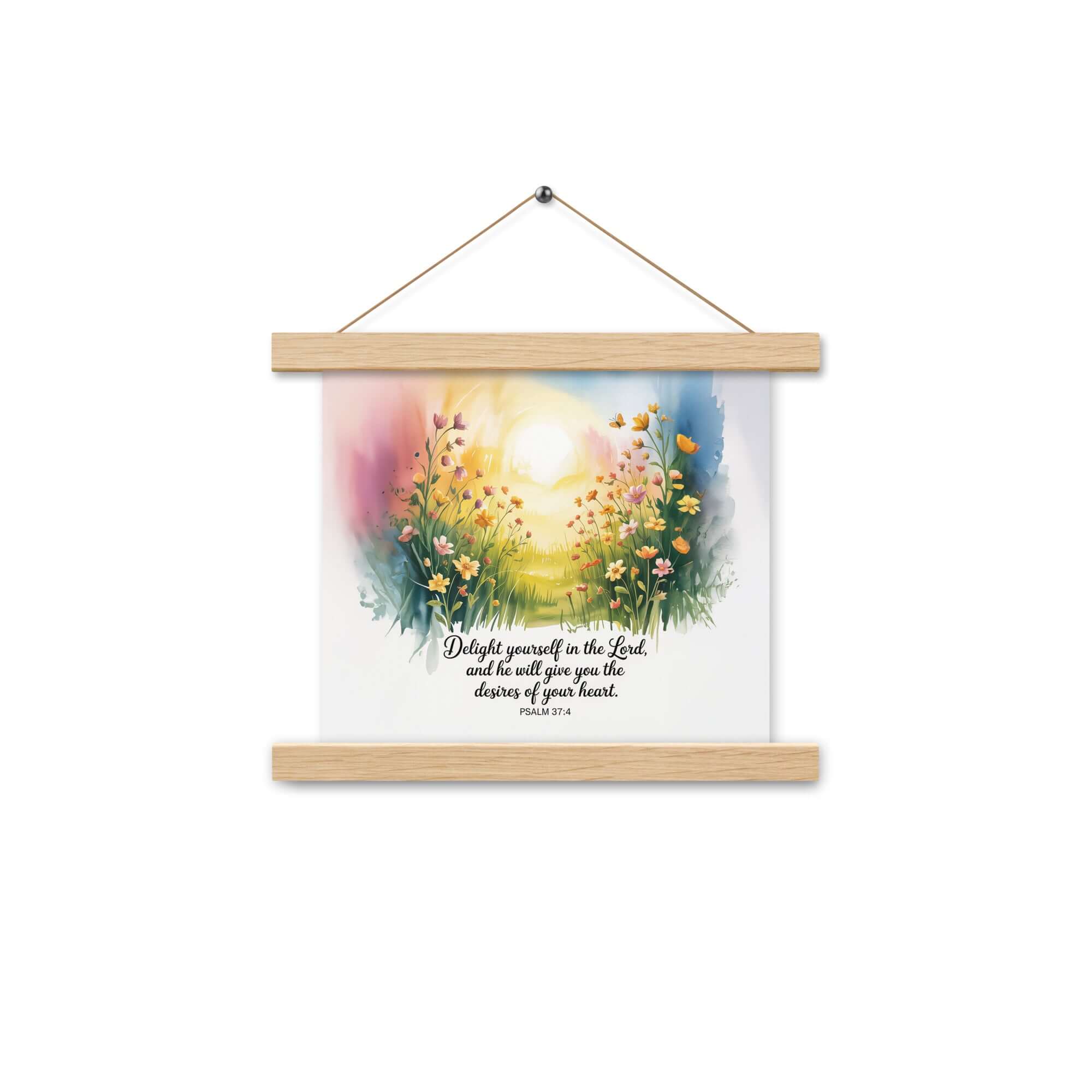 Psalm 37:4 Bible Verse, will give Enhanced Matte Paper Poster With Hanger Oak 10″×10″