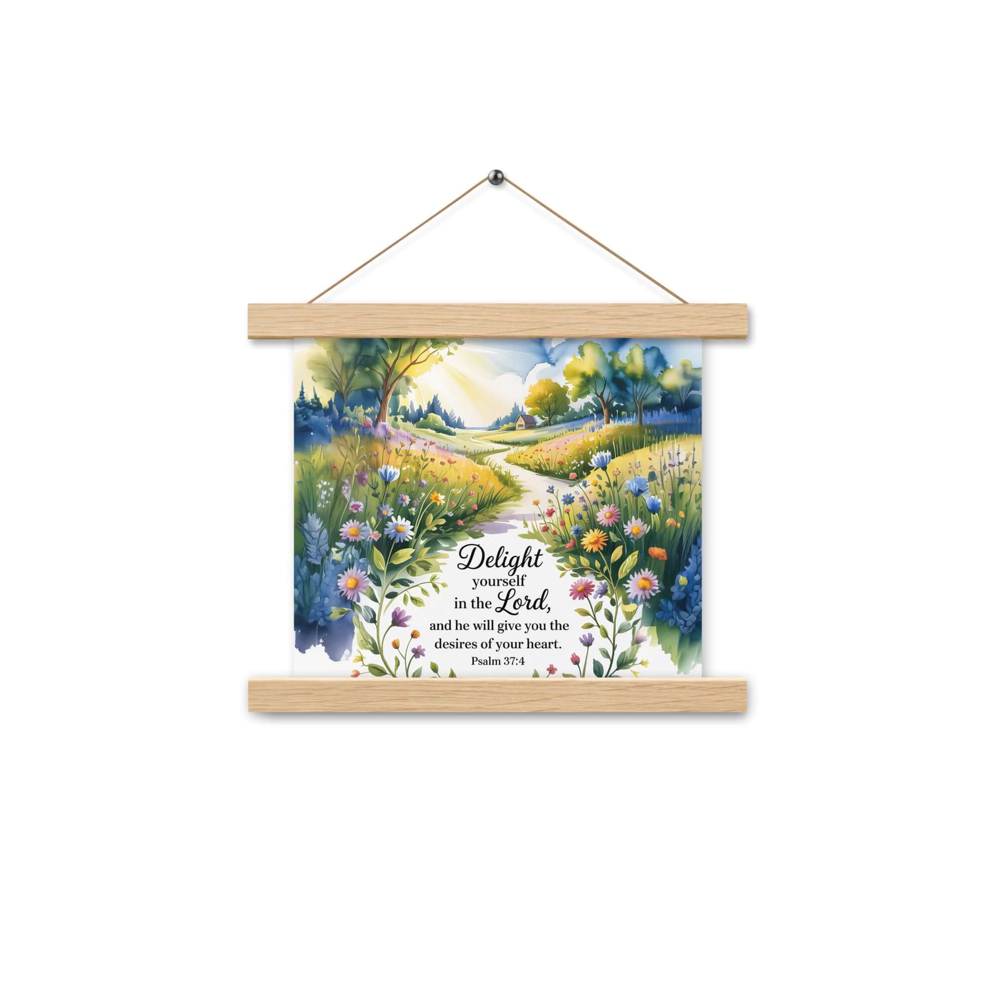 Psalm 37:4 Bible Verse, desires Enhanced Matte Paper Poster With Hanger Oak 10″×10″