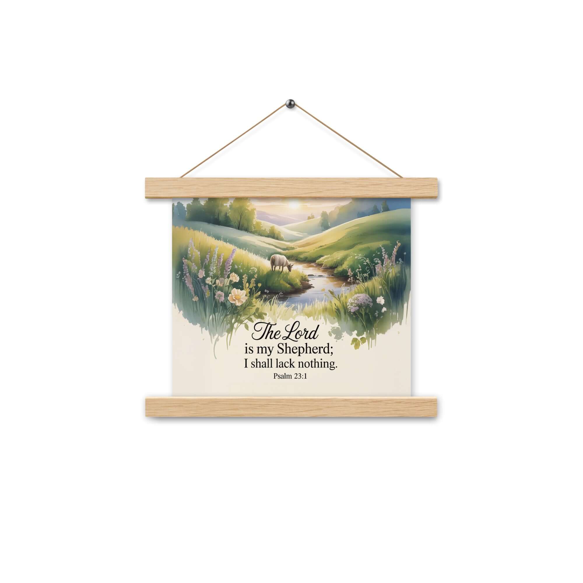 Psalm 23:1 Bible Verse, Lord Enhanced Matte Paper Poster With Hanger Oak 10″×10″