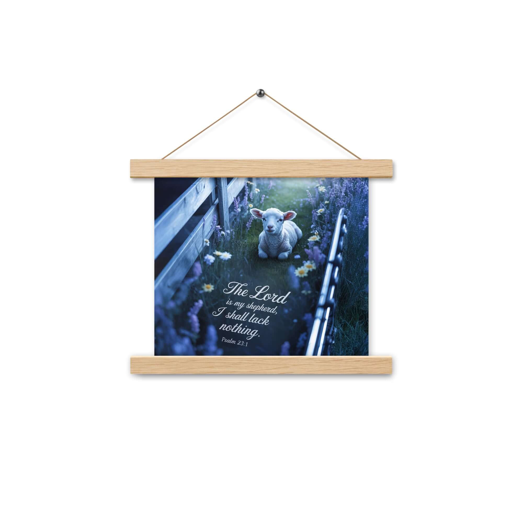 Psalm 23:1 Bible Verse, Shepherd Enhanced Matte Paper Poster With Hanger Oak 10″×10″