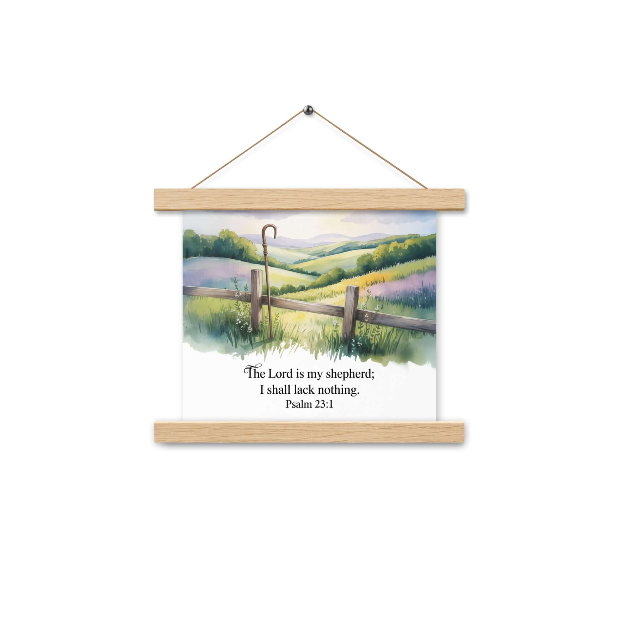 Psalm 23:1 Bible Verse, Lack Enhanced Matte Paper Poster With Hanger Oak 10″×10″