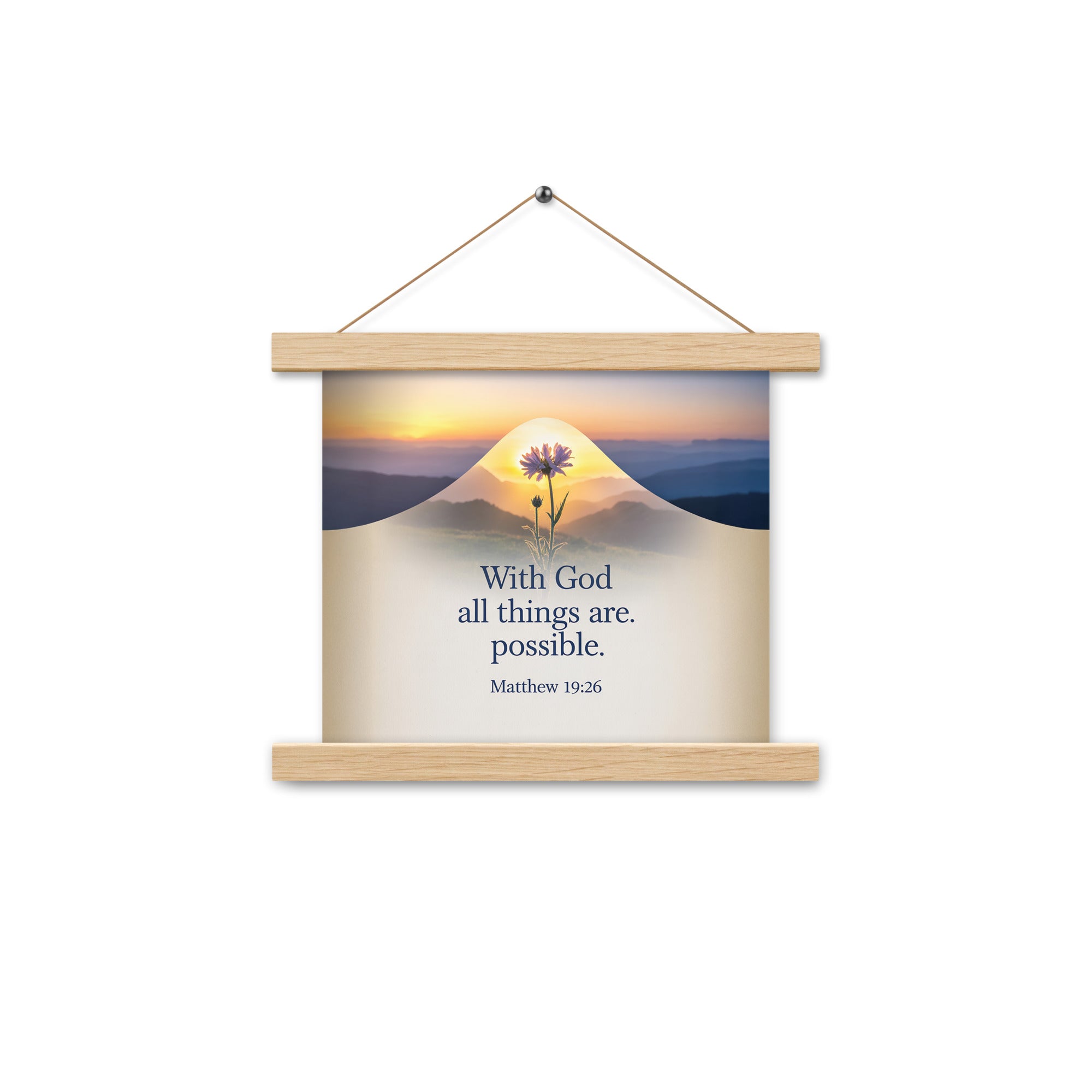 Matthew 19:26 Bible Verse at them Enhanced Matte Paper Poster With Hanger Oak 10″×10″