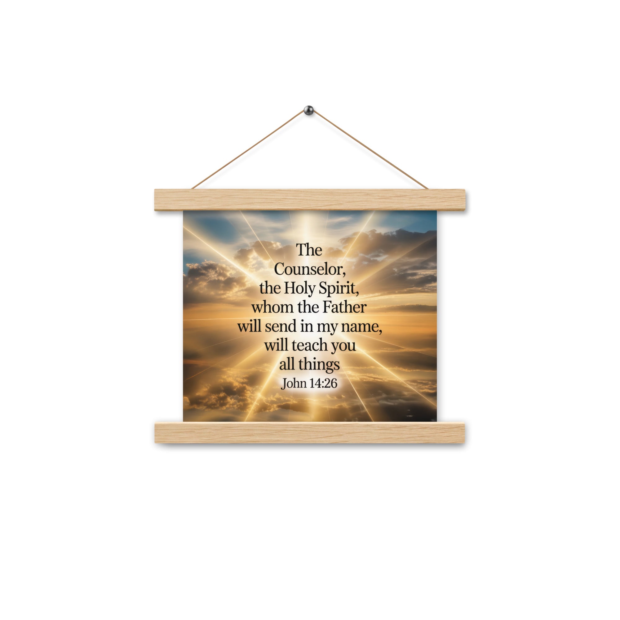 John 14:26 Bible Verse will send Enhanced Matte Paper Poster With Hanger Oak 10″×10″