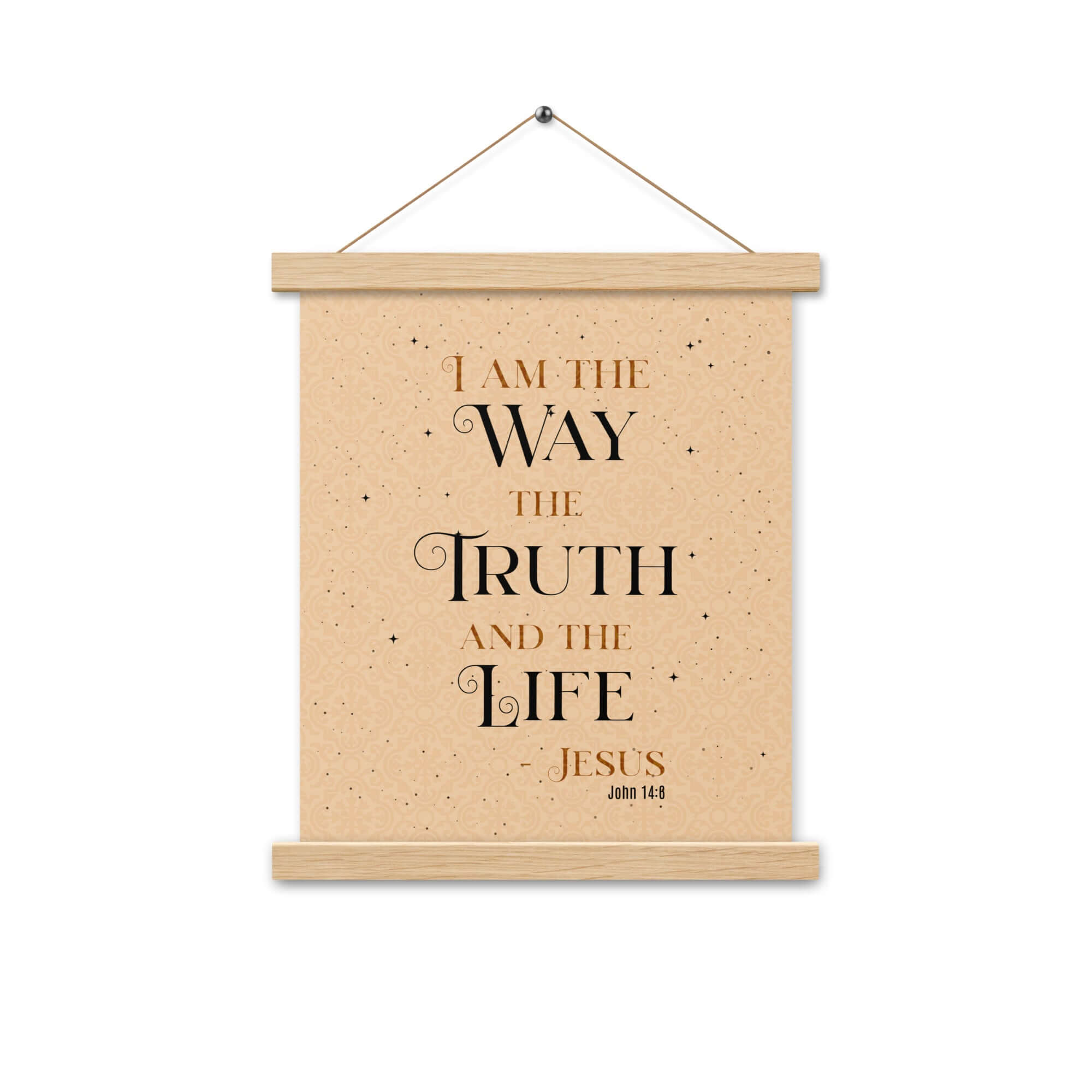 John 14:6 Bible Verse, Color Text Brown Background Enhanced Matte Paper Poster With Hanger Wall Art