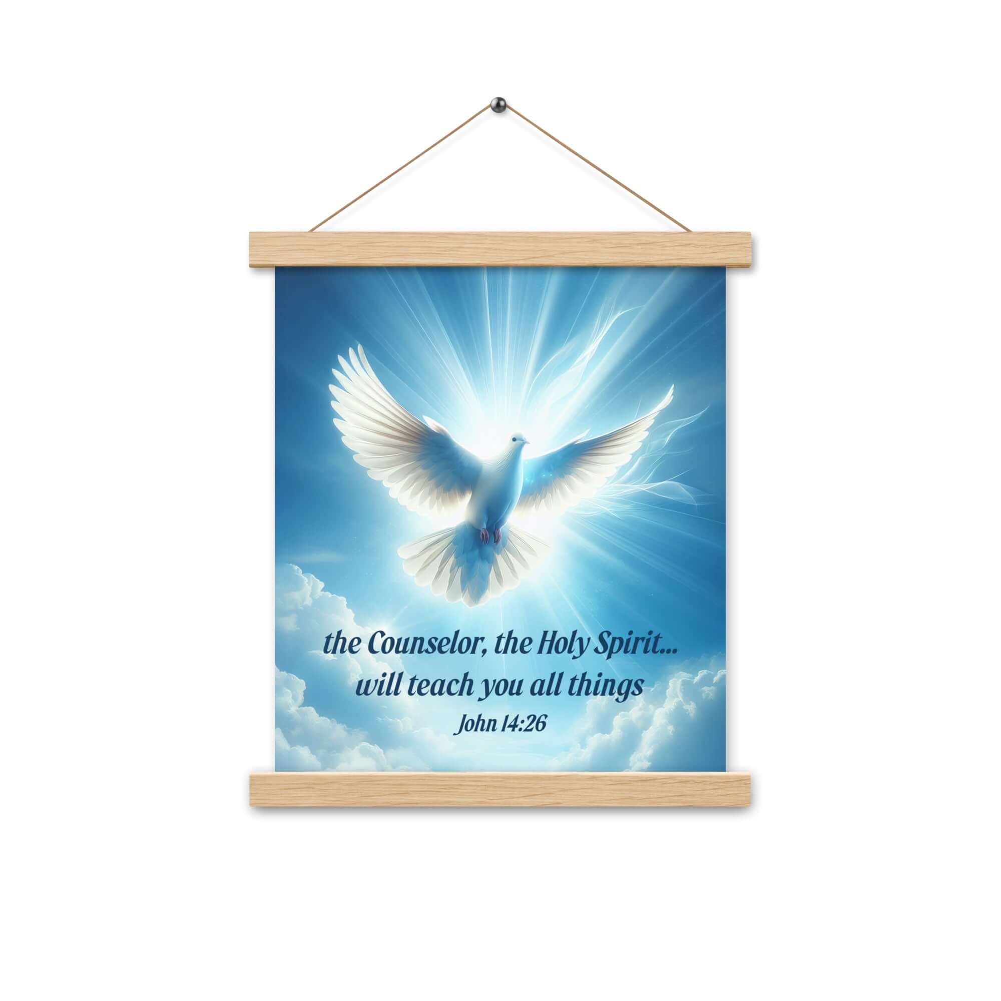John 14:26 Bible Verse, Holy Spirit Dove Enhanced Matte Paper Poster With Hanger Wall Art