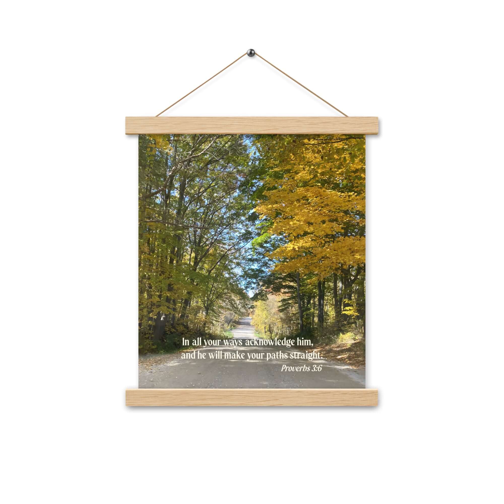 Proverbs 3:6 Bible Verse, Fall Road Enhanced Matte Paper Poster With Hanger Wall Art
