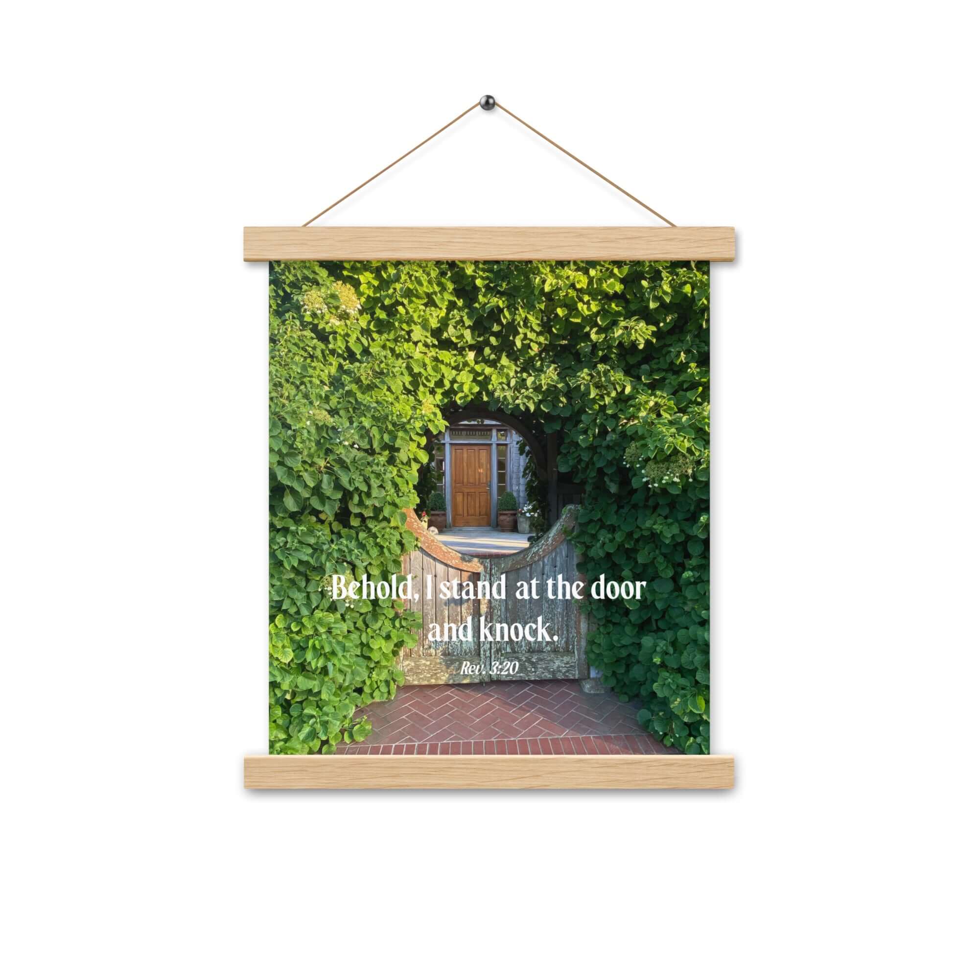 Revelation 3:20 Bible Verse, Garden Doorway Enhanced Matte Paper Poster With Hanger Wall Art