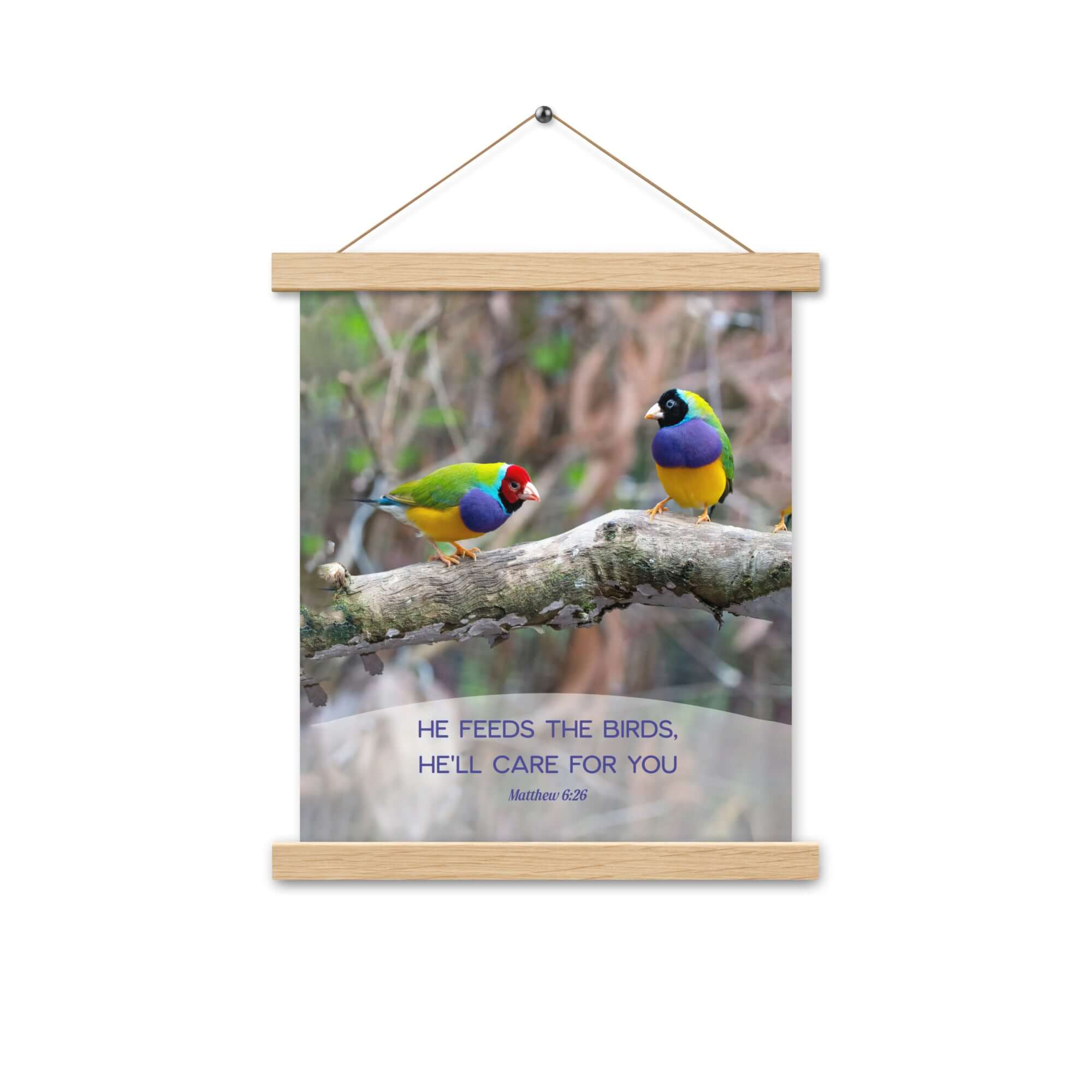 Matthew 6:26 Gouldian Finches, He'll Care for You Enhanced Matte Paper Poster With Hanger Wall Art