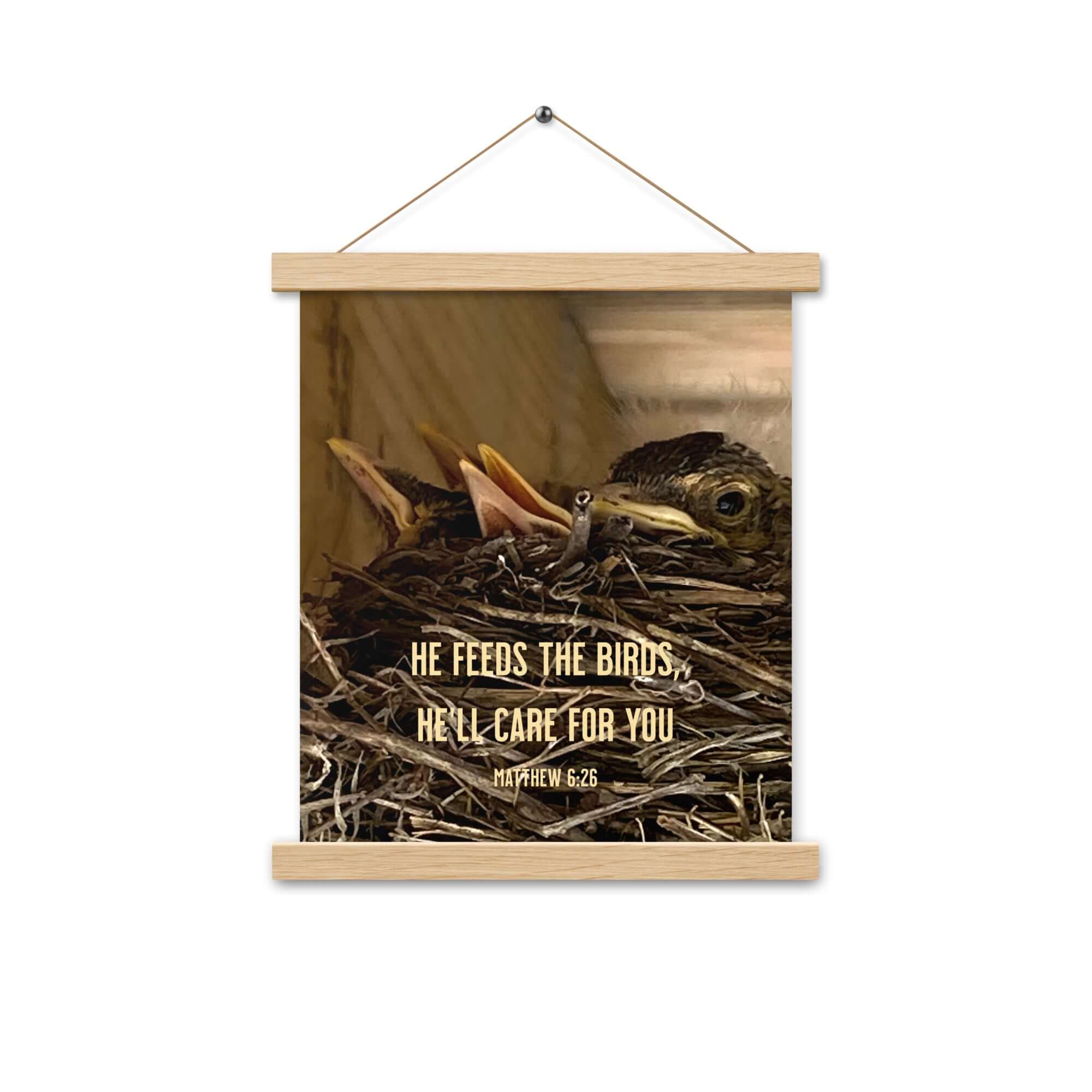 Matthew 6:26 Baby Robins, He'll Care for You Enhanced Matte Paper Poster With Hanger Wall Art
