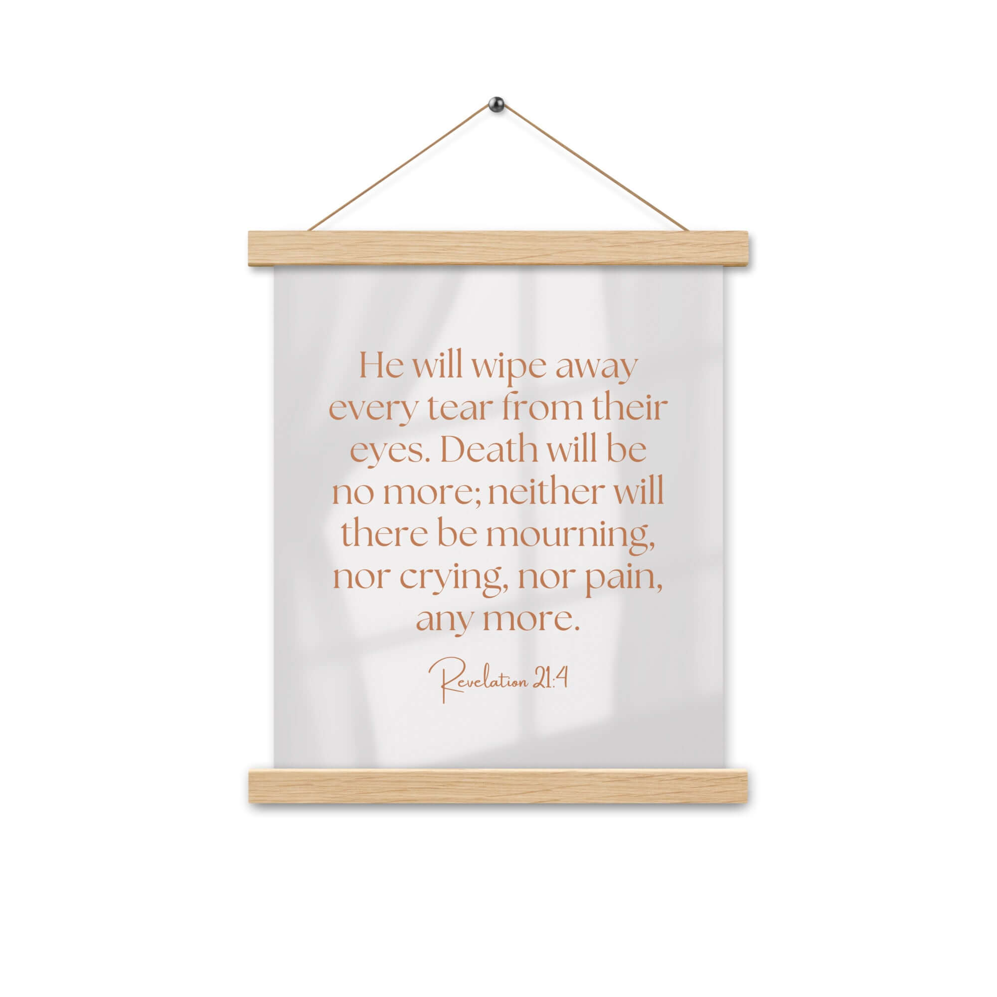Revelation 21:4 Bible Verse, He will wipe Enhanced Matte Paper Poster With Hanger Wall Art