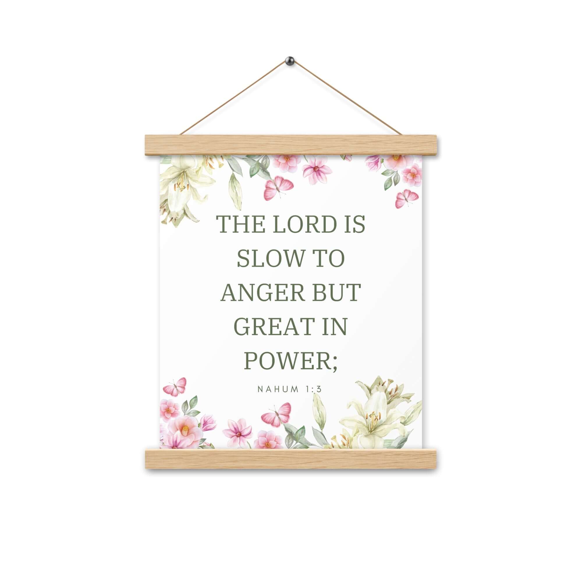 Nahum 1:3 Bible Verse, slow to anger Enhanced Matte Paper Poster With Hanger Wall Art