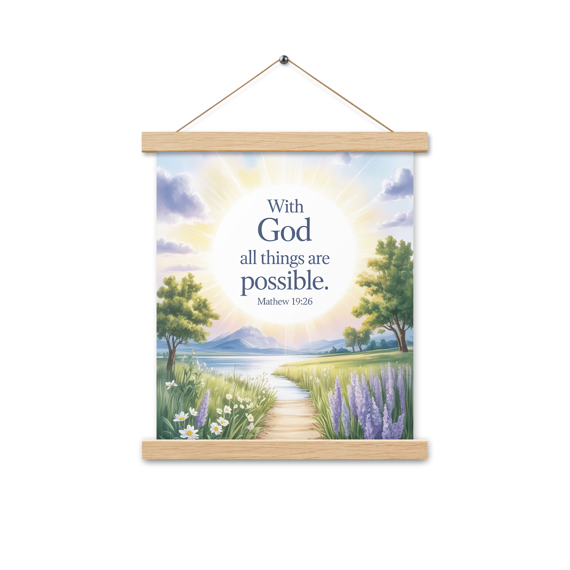 Matthew 19:26 Bible Verse Looking at Enhanced Matte Paper Poster With Hanger