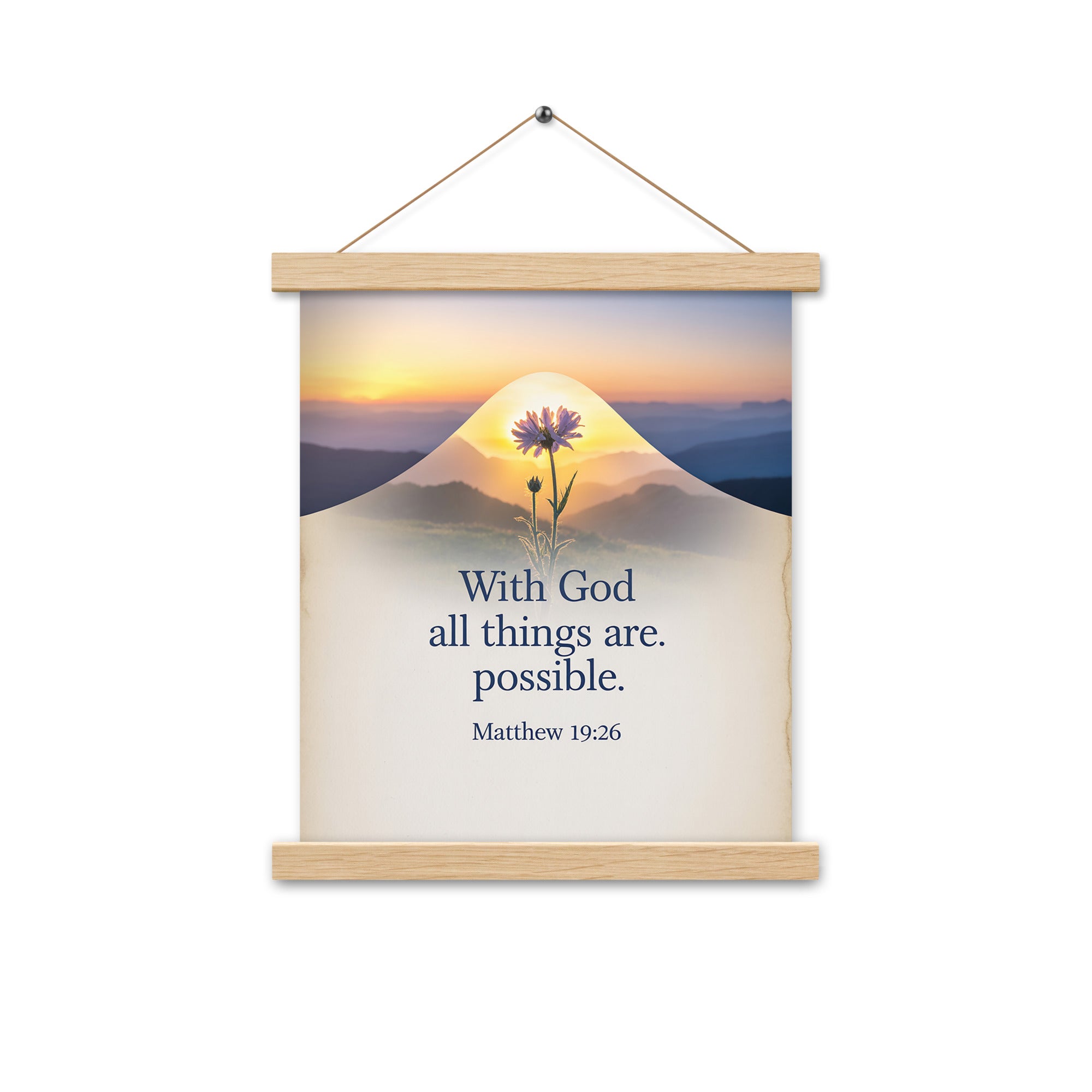 Matthew 19:26 Bible Verse at them Enhanced Matte Paper Poster With Hanger