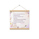 Isaiah 53:5 Bible Verse, by his wounds Enhanced Matte Paper Poster With Hanger Wall Art Oak 12″×12″