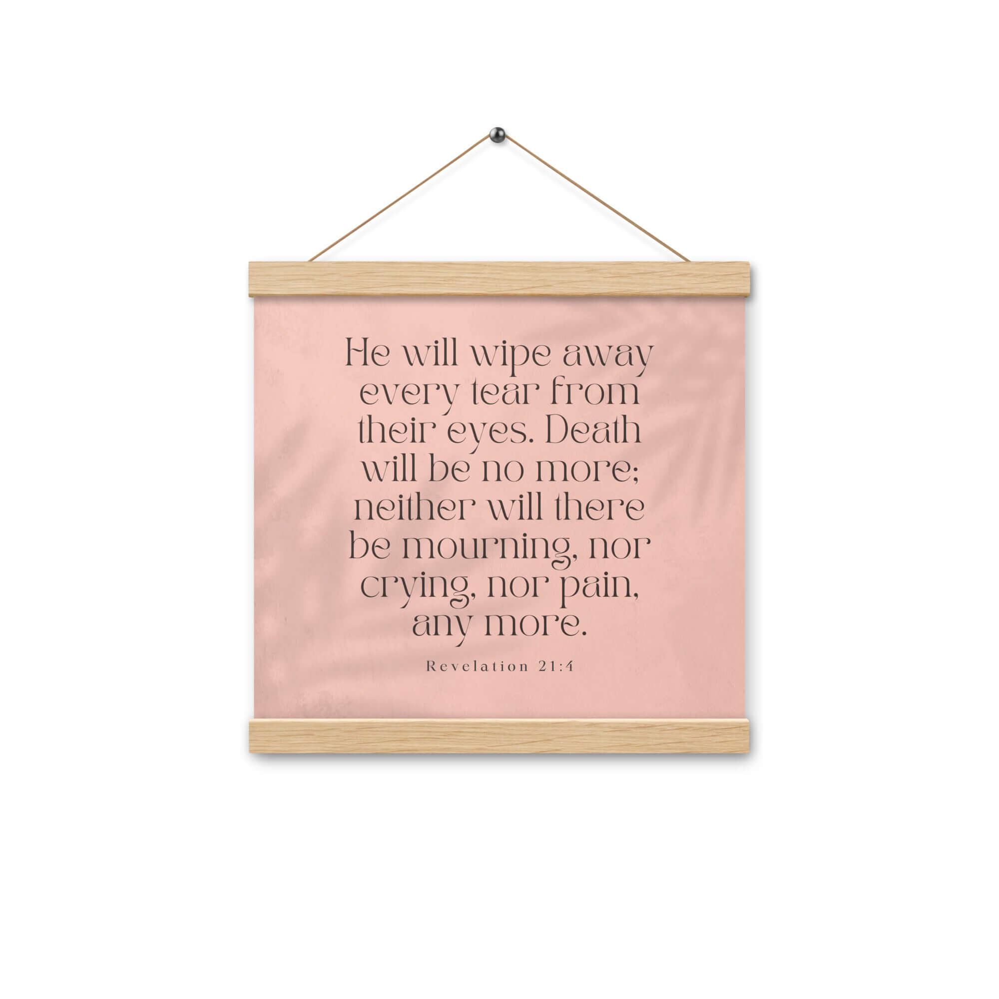 Revelation 21:4 Bible Verse, their eyes Enhanced Matte Paper Poster With Hanger Wall Art Oak 12″×12″