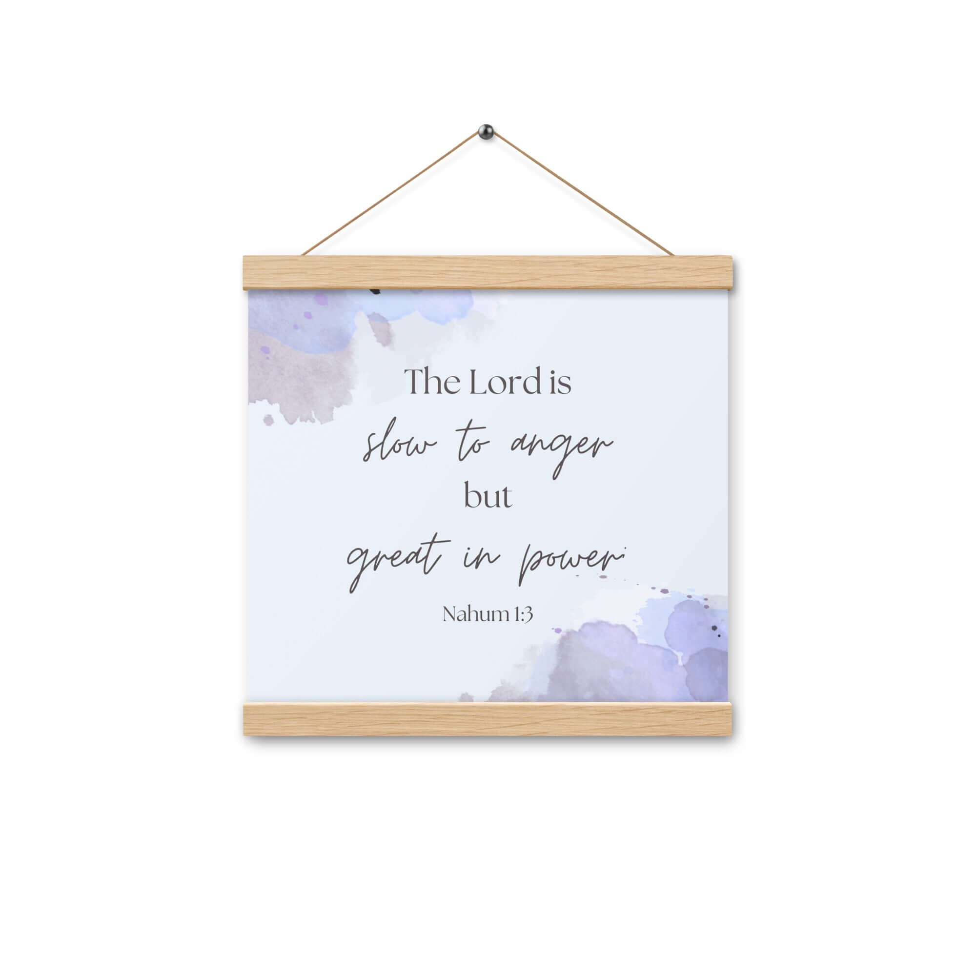 Nahum 1:3 Bible Verse, great in power Enhanced Matte Paper Poster With Hanger Wall Art Oak 12″×12″
