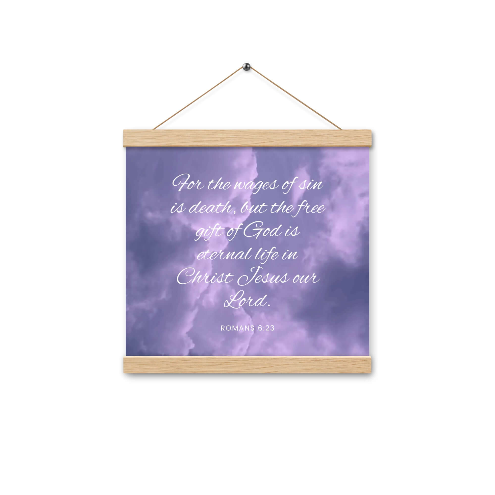 Romans 6:23 Bible Verse, free gift Enhanced Matte Paper Poster With Hanger Wall Art Oak 12″×12″