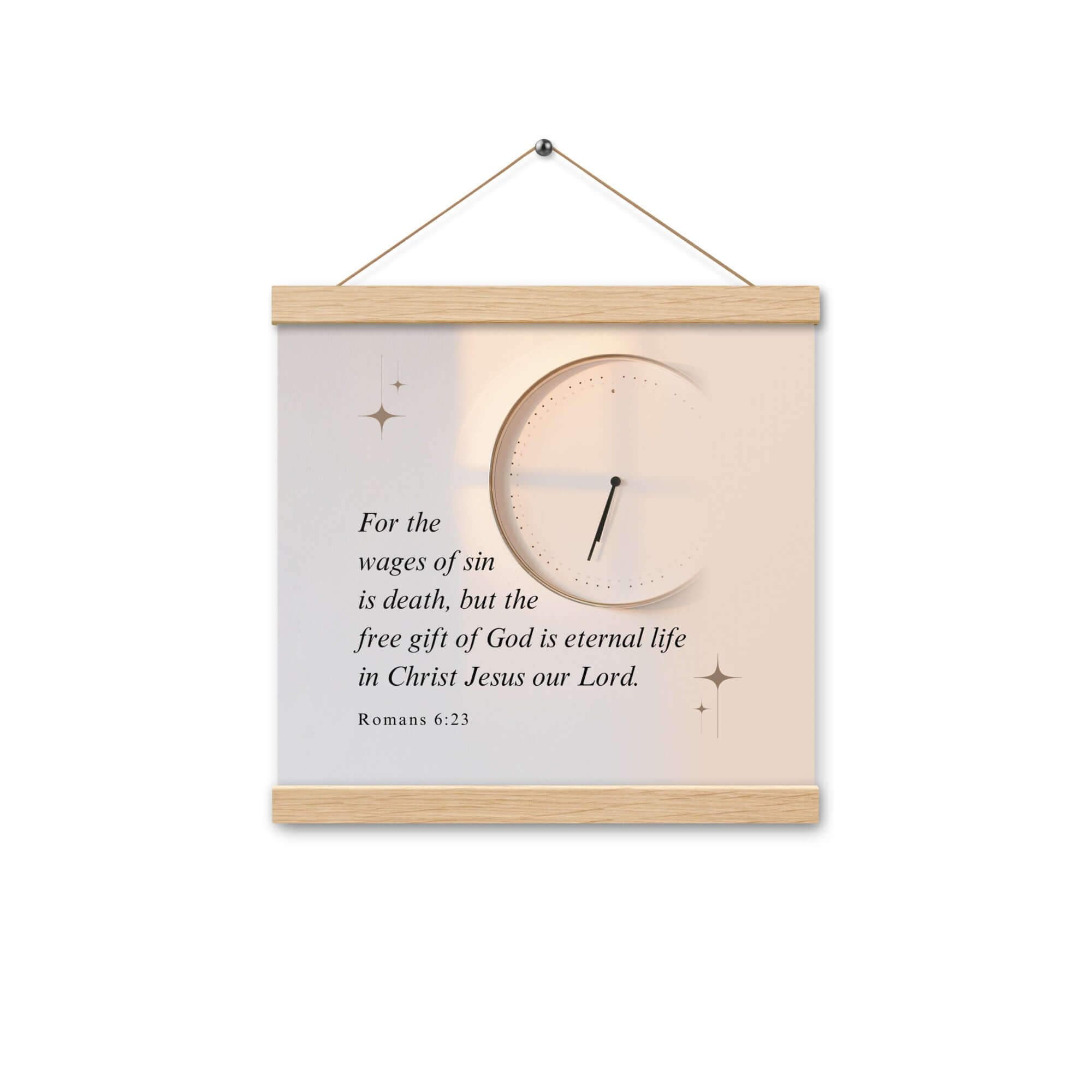 Romans 6:23 Bible Verse, our Lord Enhanced Matte Paper Poster With Hanger Wall Art Oak 12″×12″
