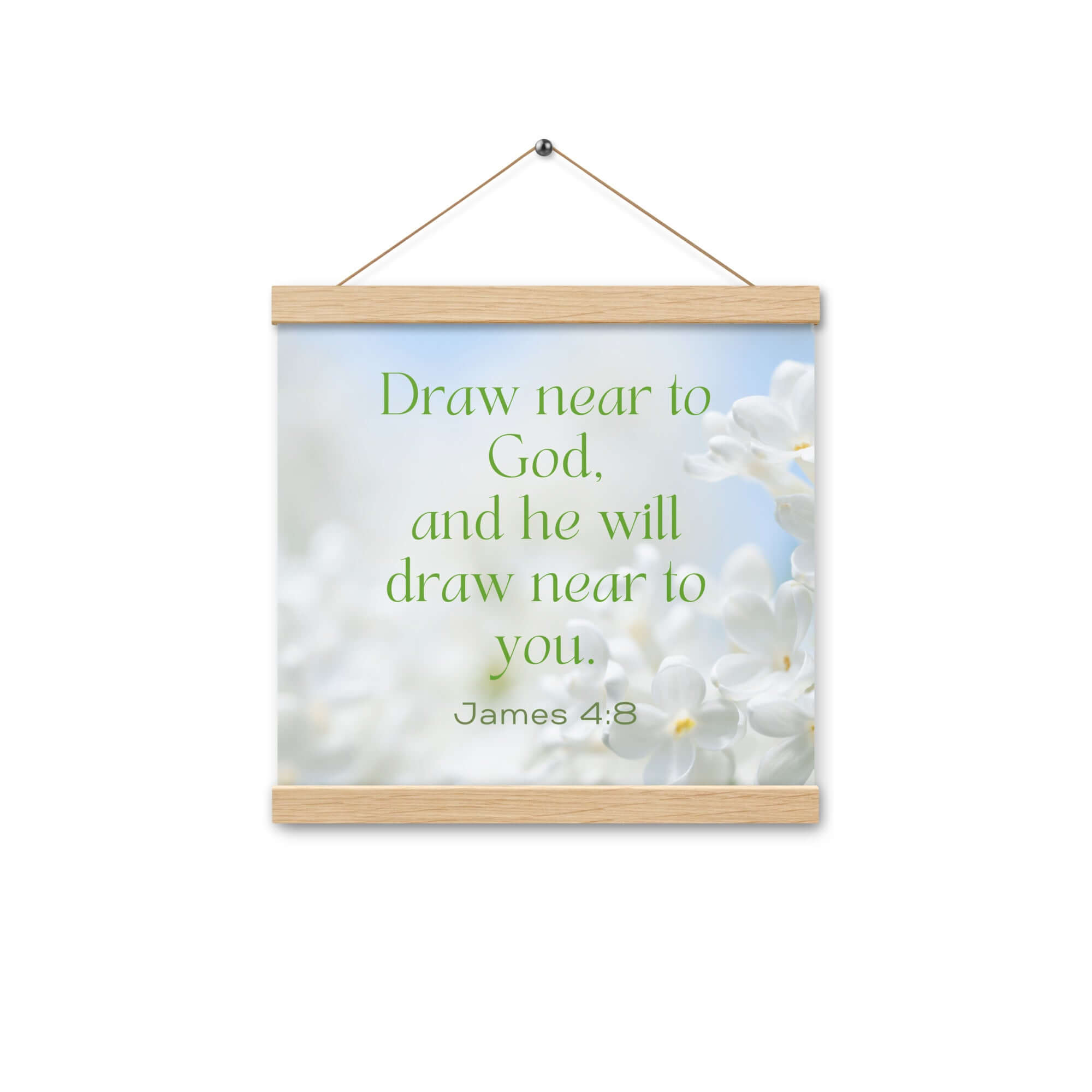 James 4:8 Bible Verse, Draw near Enhanced Matte Paper Poster With Hanger Wall Art Oak 12″×12″