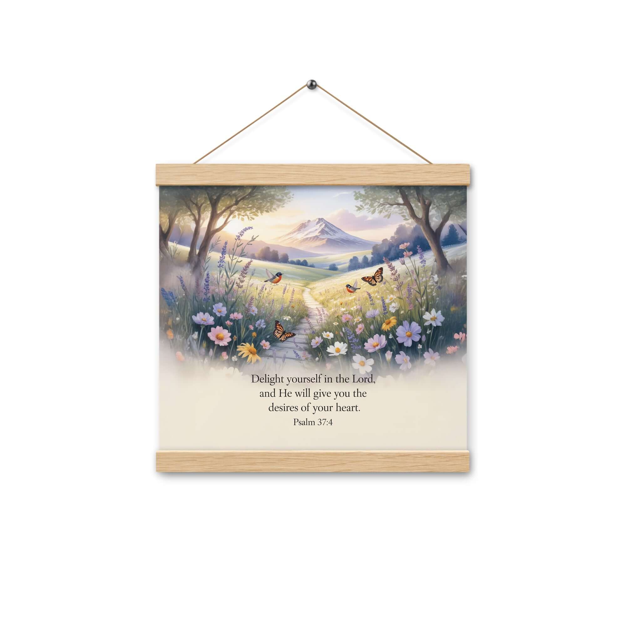 Psalm 37:4 Bible Verse, Delight Enhanced Matte Paper Poster With Hanger Oak 12″×12″