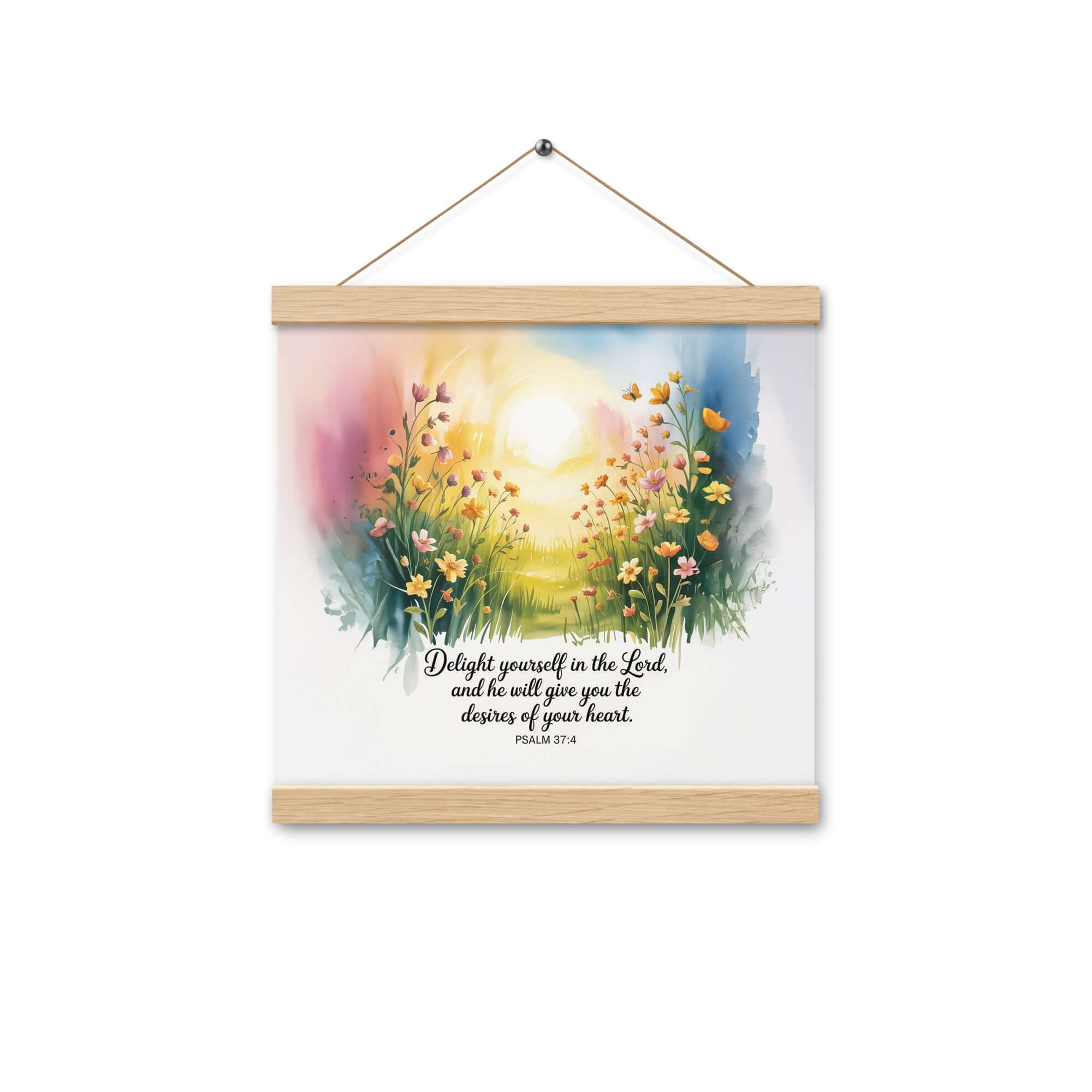 Psalm 37:4 Bible Verse, will give Enhanced Matte Paper Poster With Hanger Oak 12″×12″