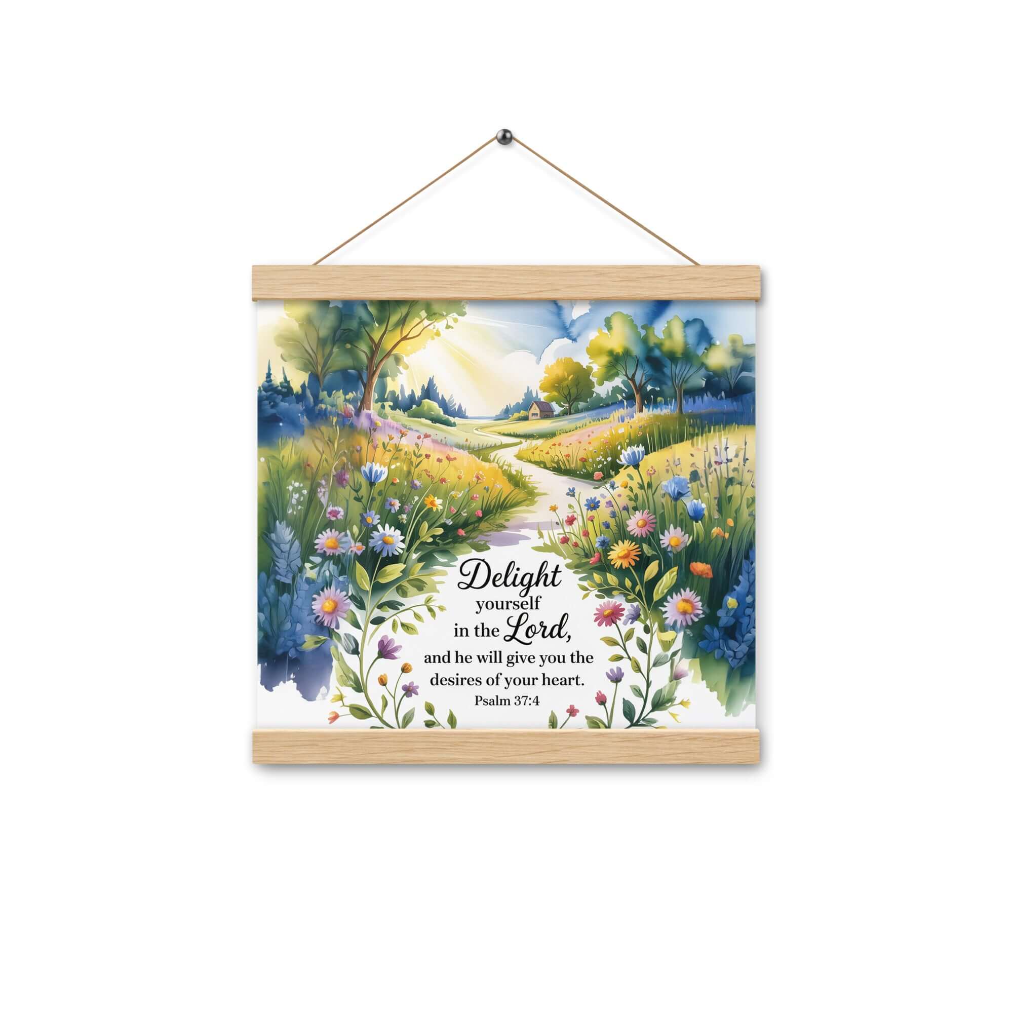 Psalm 37:4 Bible Verse, desires Enhanced Matte Paper Poster With Hanger Oak 12″×12″