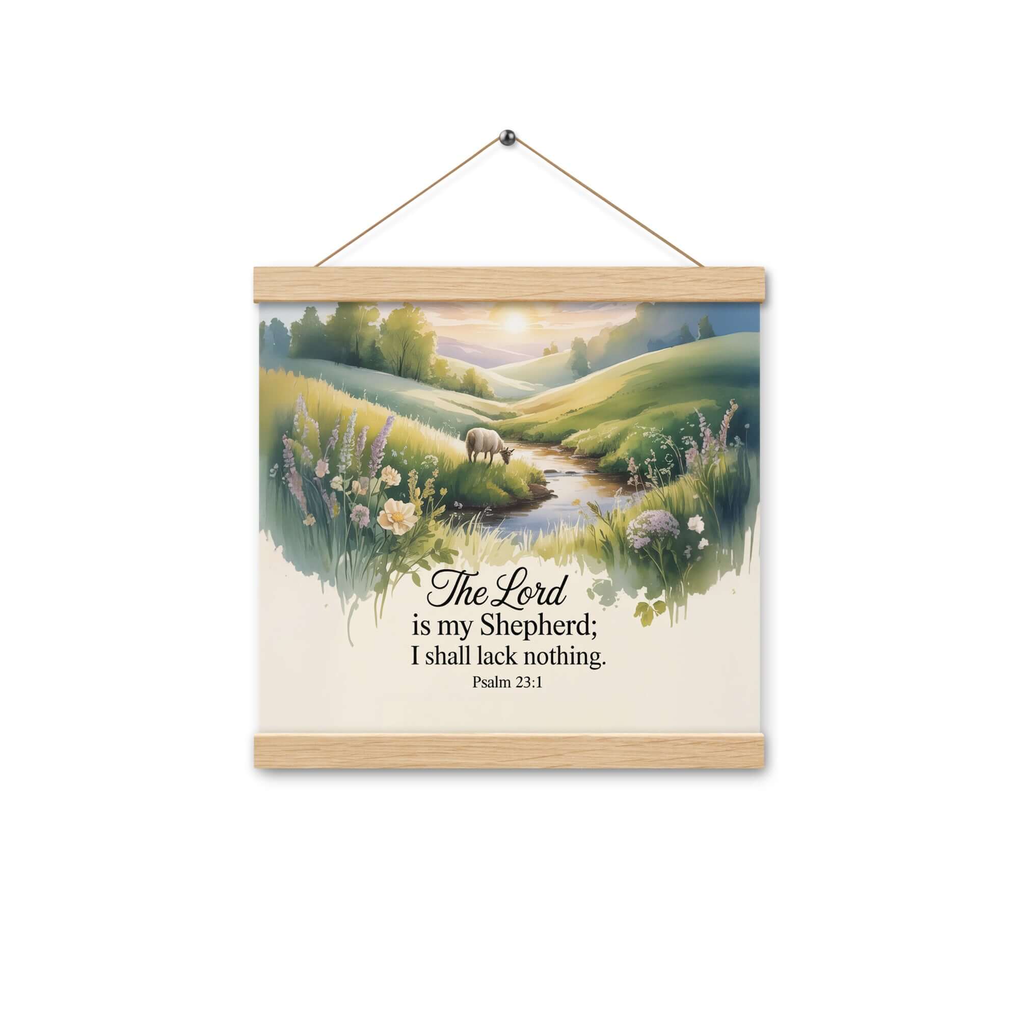 Psalm 23:1 Bible Verse, Lord Enhanced Matte Paper Poster With Hanger Oak 12″×12″