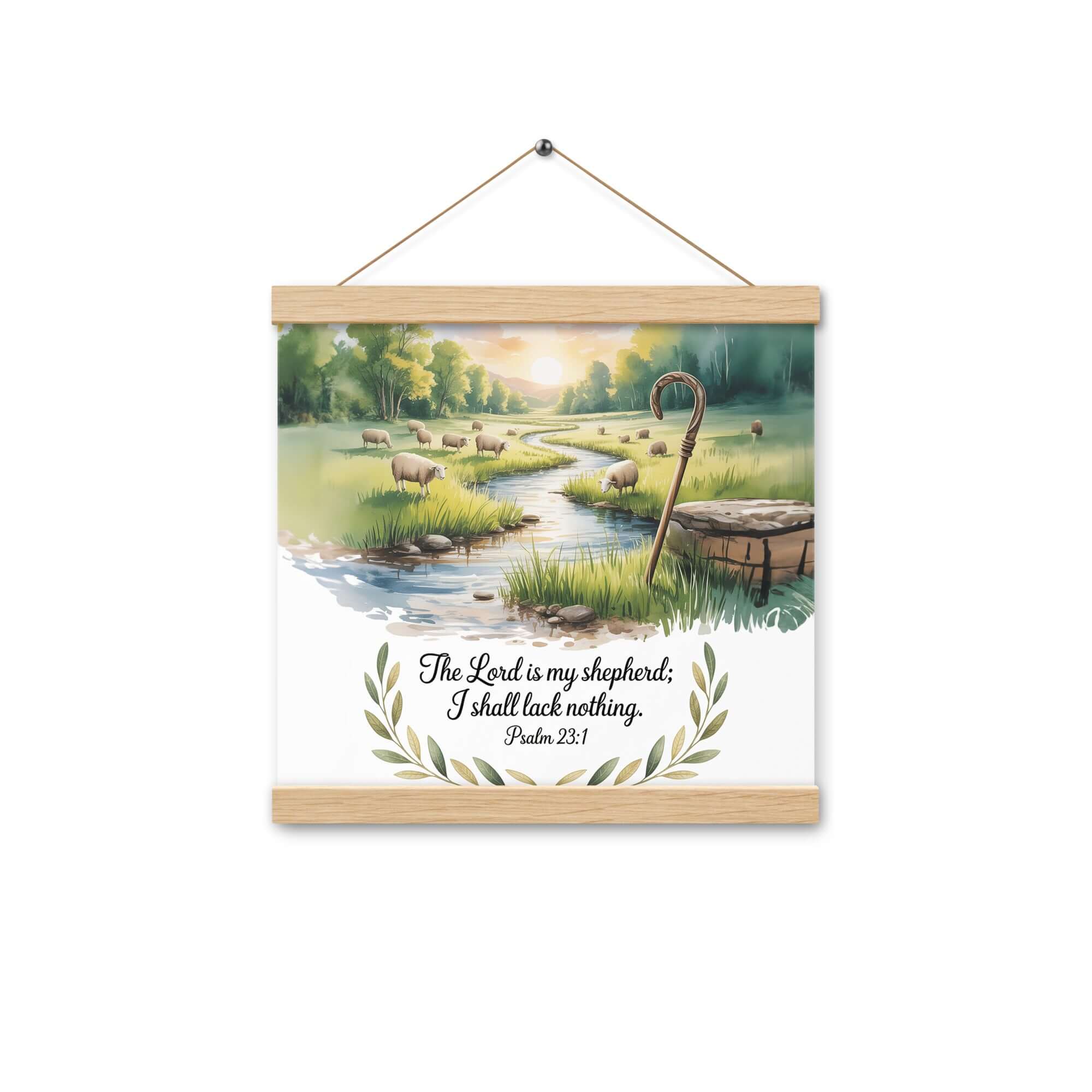 Psalm 23:1 Bible Verse, is my Enhanced Matte Paper Poster With Hanger Oak 12″×12″