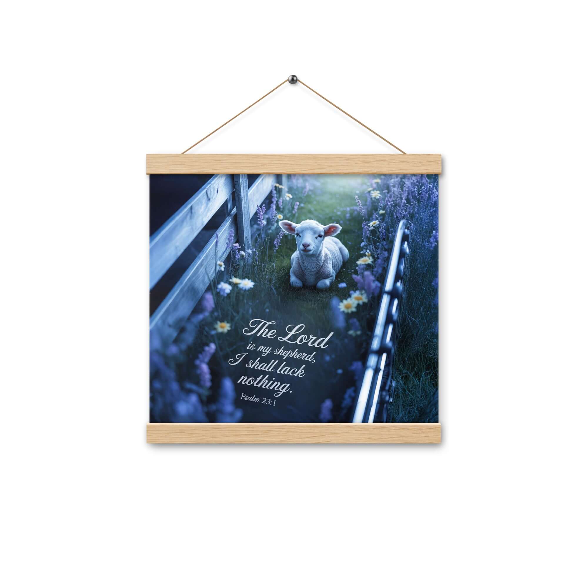 Psalm 23:1 Bible Verse, Shepherd Enhanced Matte Paper Poster With Hanger Oak 12″×12″