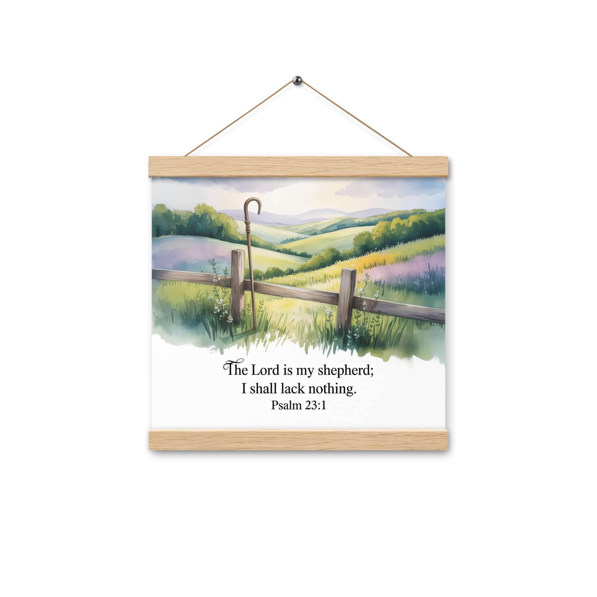 Psalm 23:1 Bible Verse, Lack Enhanced Matte Paper Poster With Hanger Oak 12″×12″