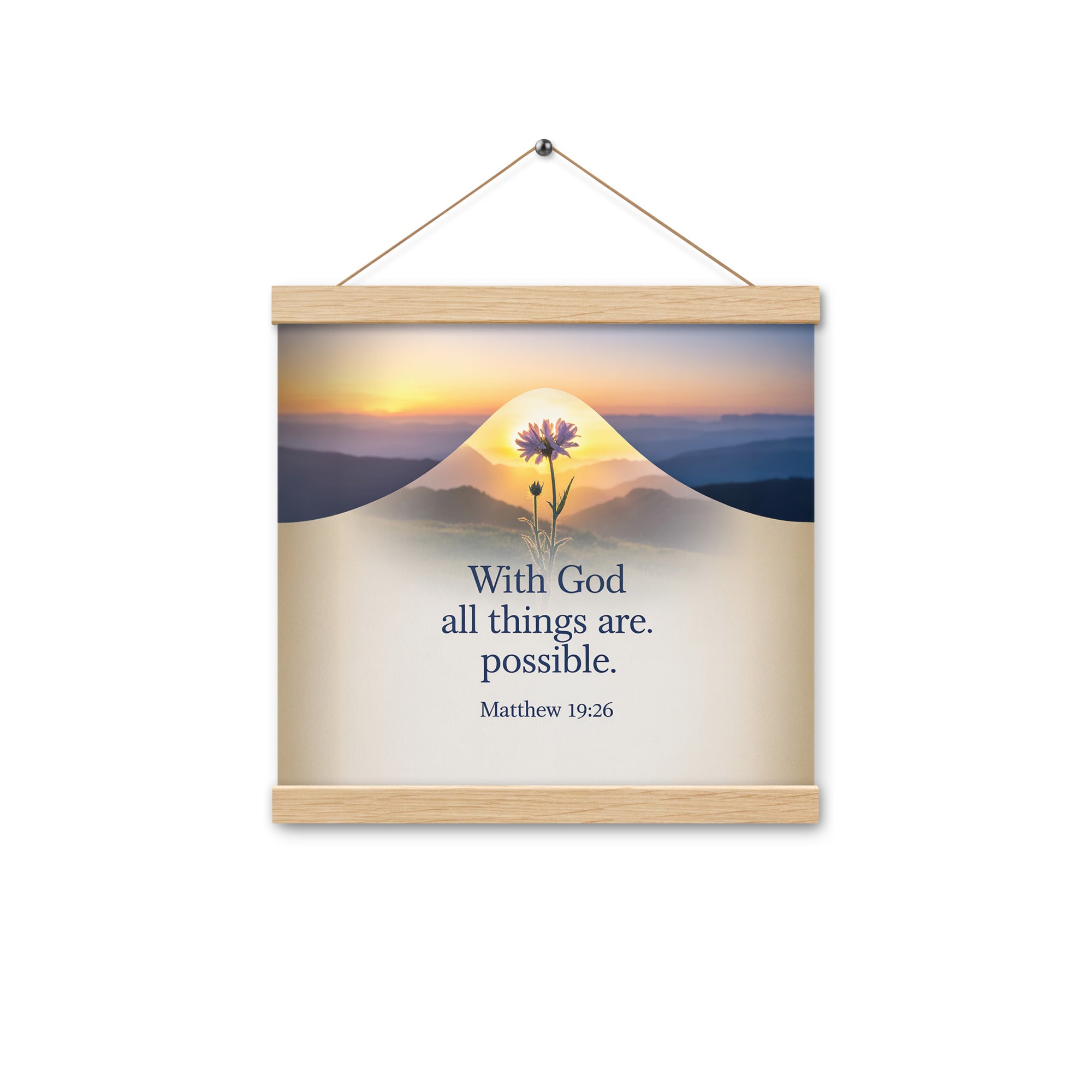 Matthew 19:26 Bible Verse at them Enhanced Matte Paper Poster With Hanger Oak 12″×12″