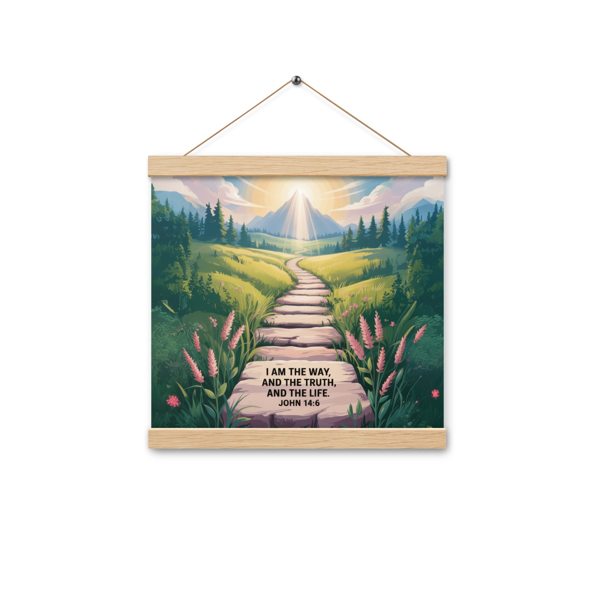 John 14:6 Bible Verse The Truth Enhanced Matte Paper Poster With Hanger Oak 12″×12″