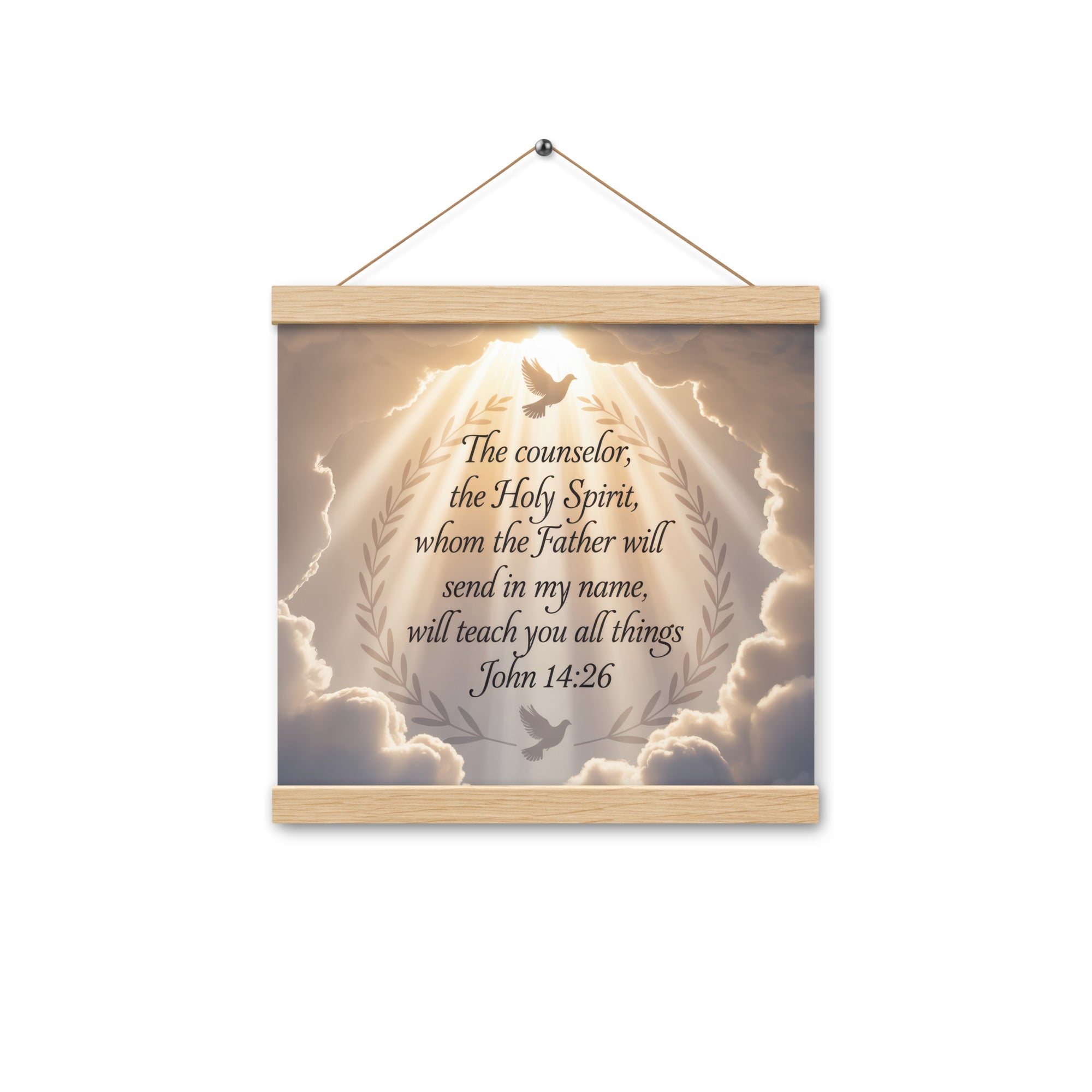 John 14:26 Bible Verse Counselor Enhanced Matte Paper Poster With Hanger Oak 12″×12″