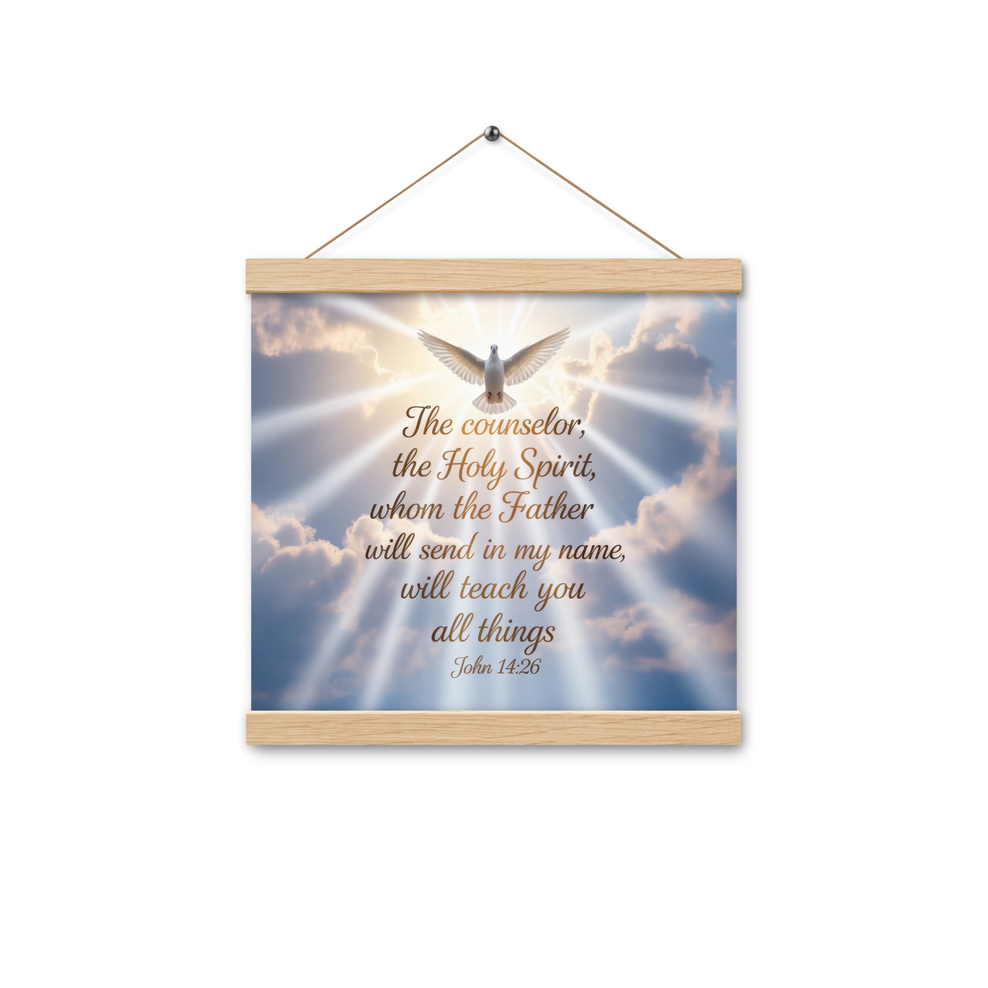 John 14:26 Bible Verse Father Enhanced Matte Paper Poster With Hanger Oak 12″×12″