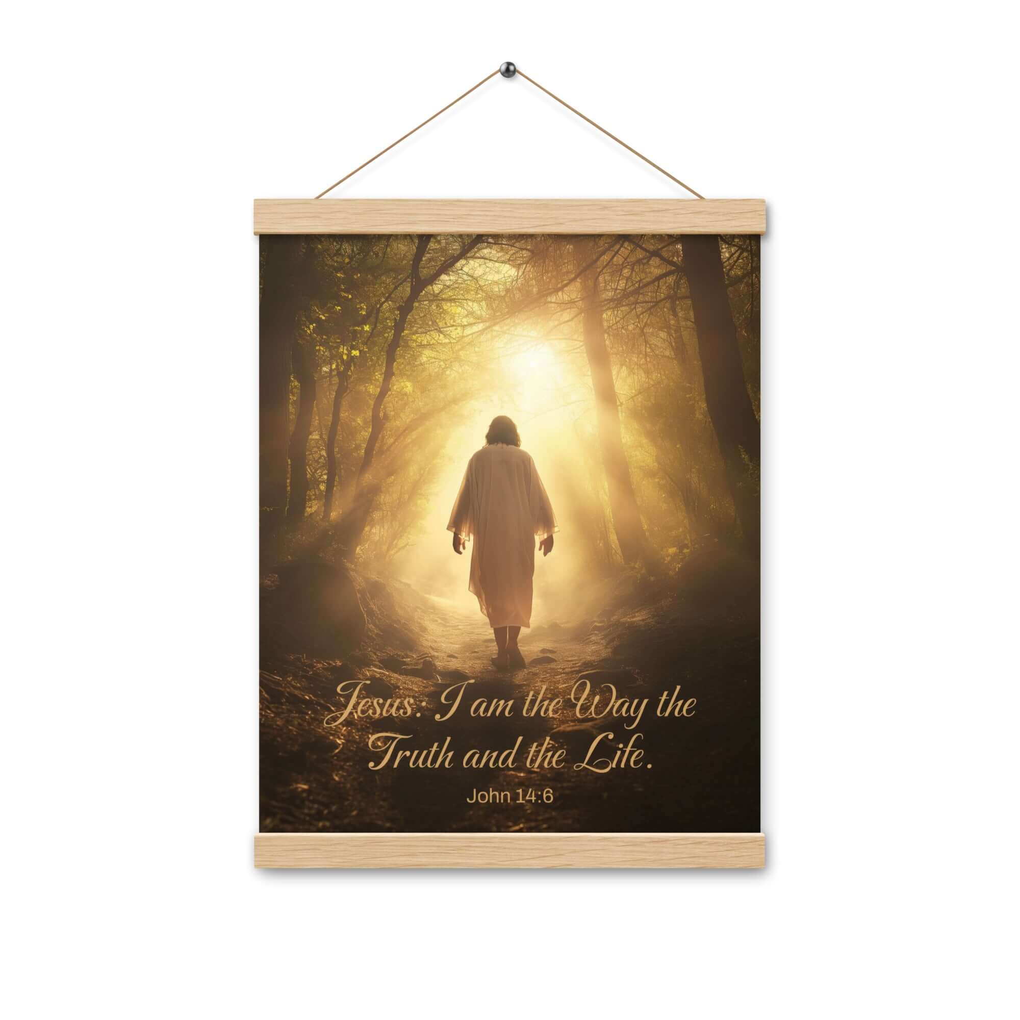 John 14:6 Bible Verse, Forest Image Enhanced Matte Paper Poster With Hanger Wall Art