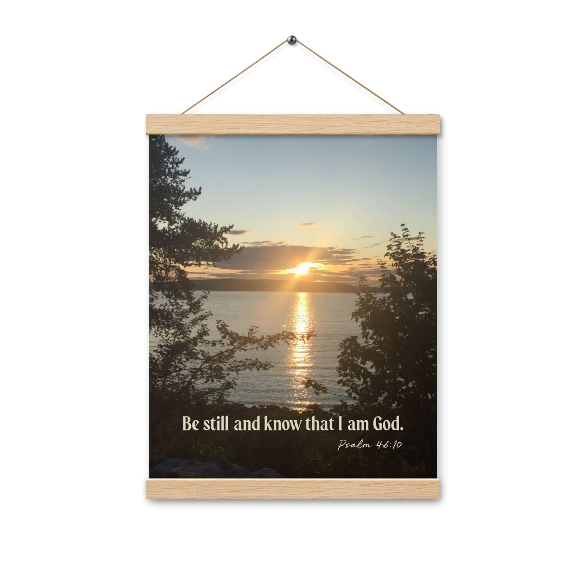 Psalm 46:10 Bible Verse, Sunset Glory Enhanced Matte Paper Poster With Hanger Wall Art