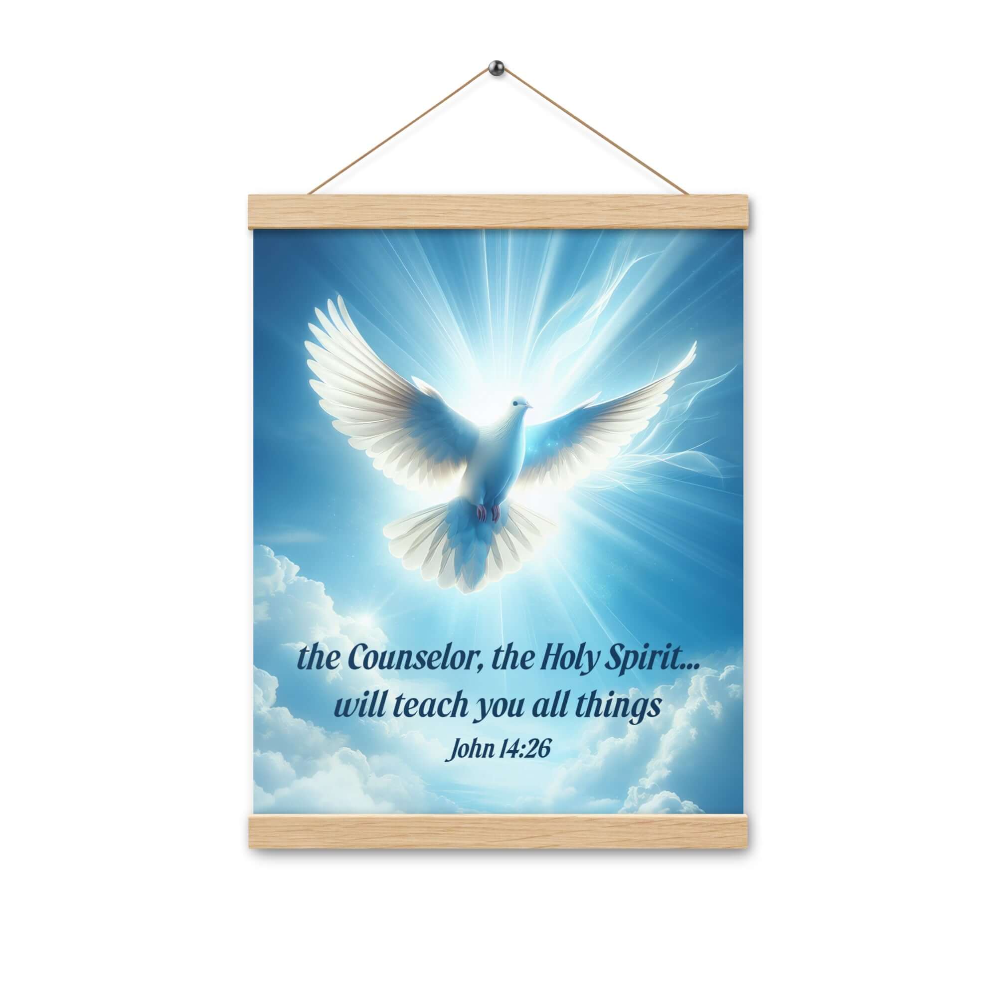 John 14:26 Bible Verse, Holy Spirit Dove Enhanced Matte Paper Poster With Hanger Wall Art