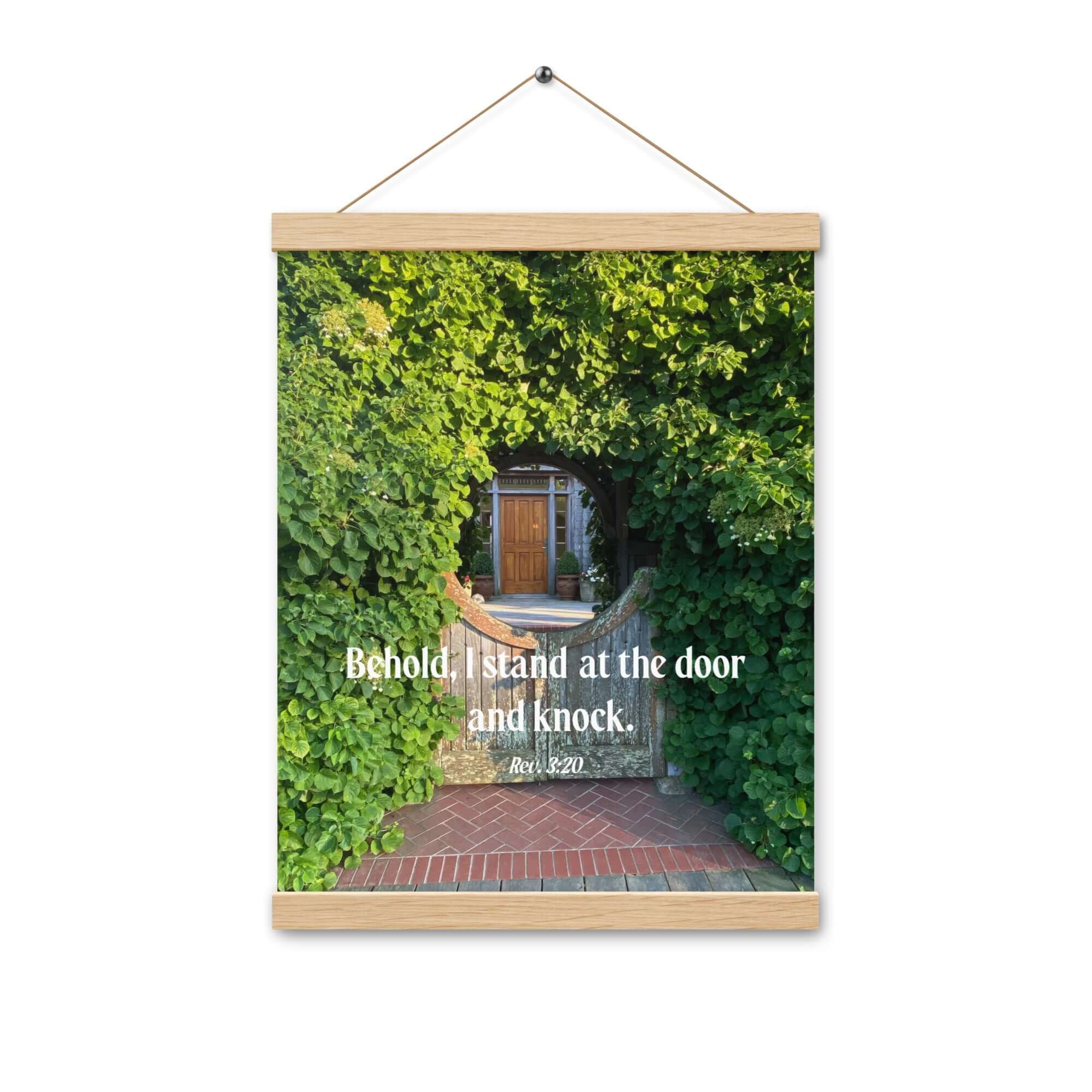 Revelation 3:20 Bible Verse, Garden Doorway Enhanced Matte Paper Poster With Hanger Wall Art